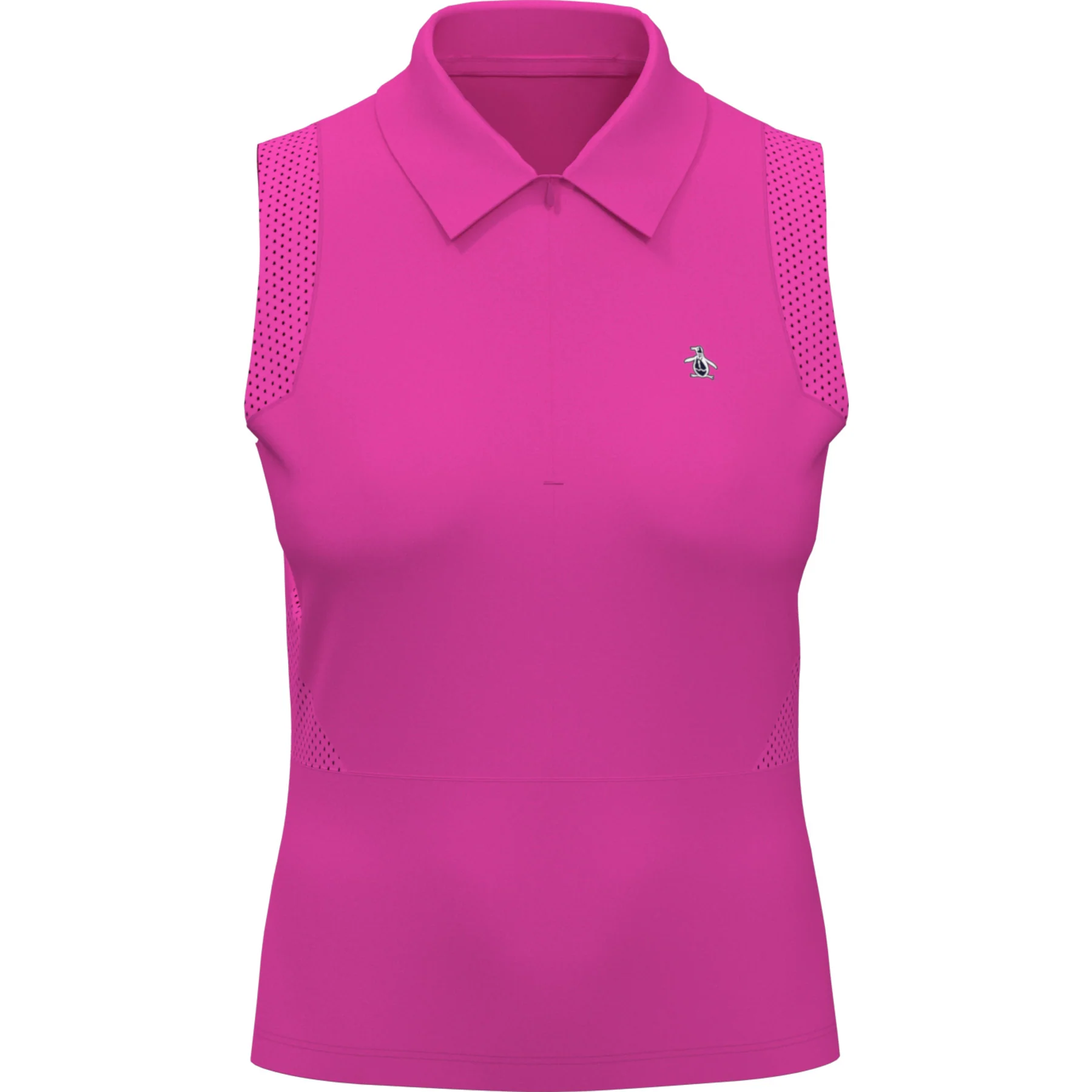 Women's 1/4 Zip Mesh Block Sleeveless Golf Polo Shirt In Cheeky Pink - Image 4