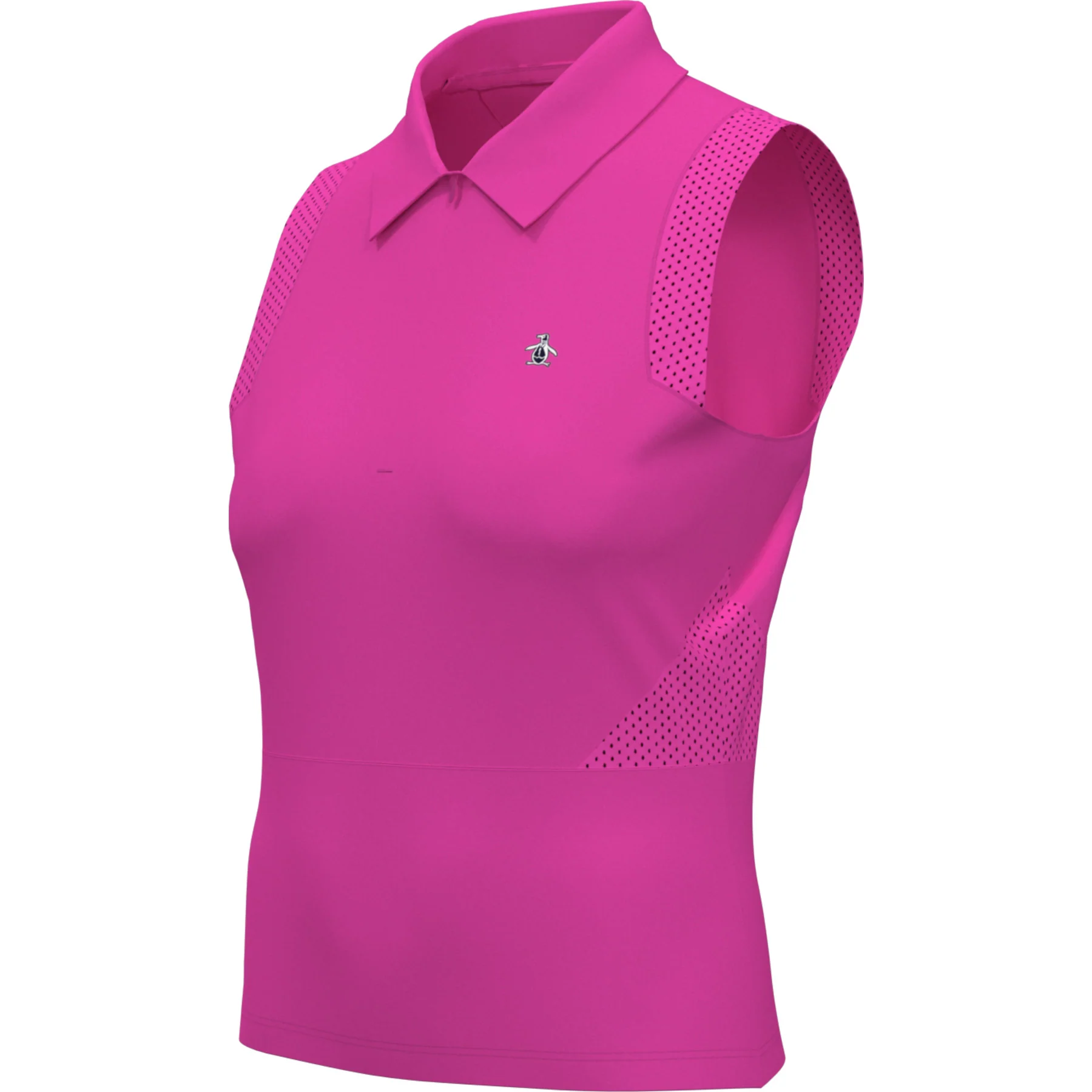 Women's 1/4 Zip Mesh Block Sleeveless Golf Polo Shirt In Cheeky Pink - Image 5