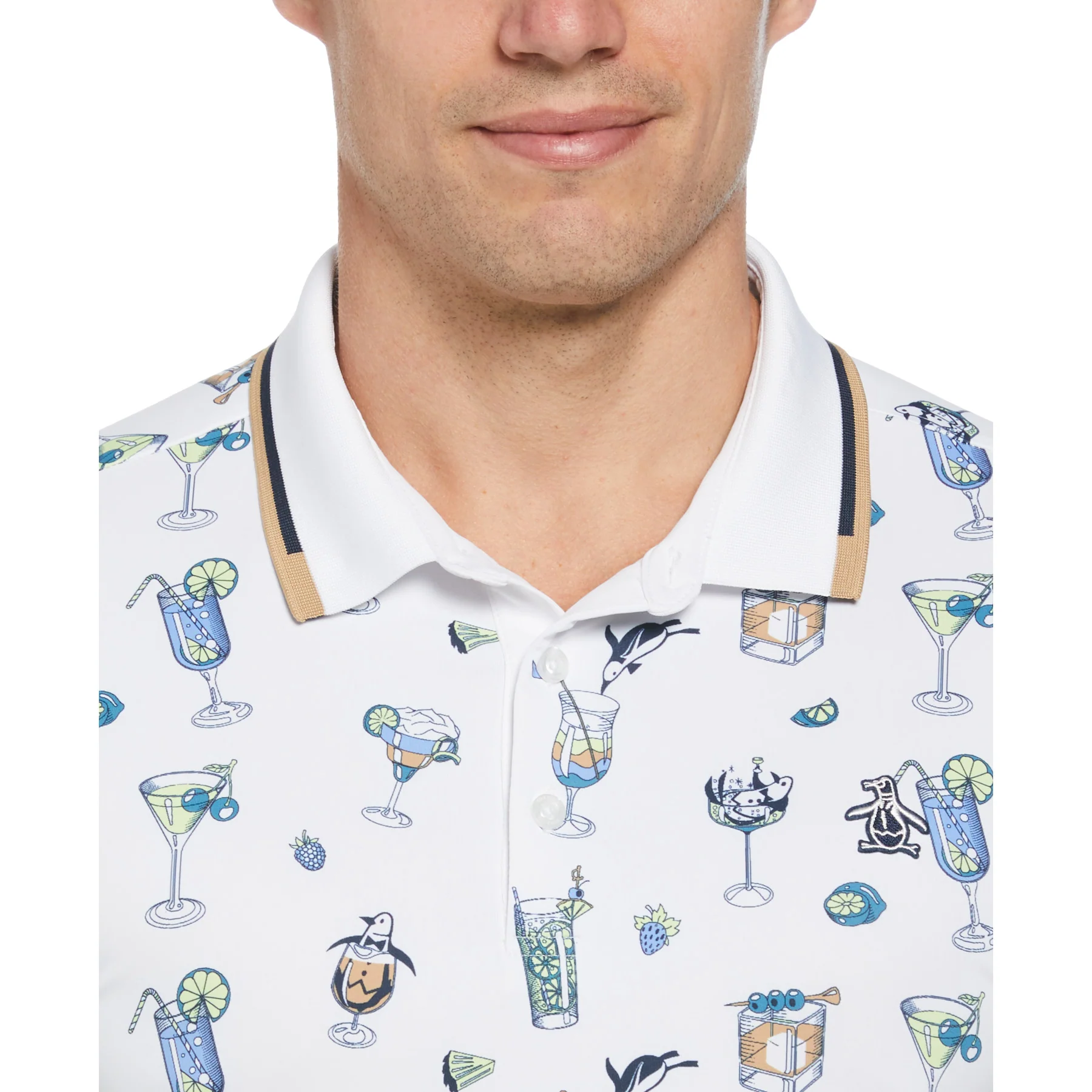 19th Hole Printed Golf Polo Shirt In Bright White - Image 3