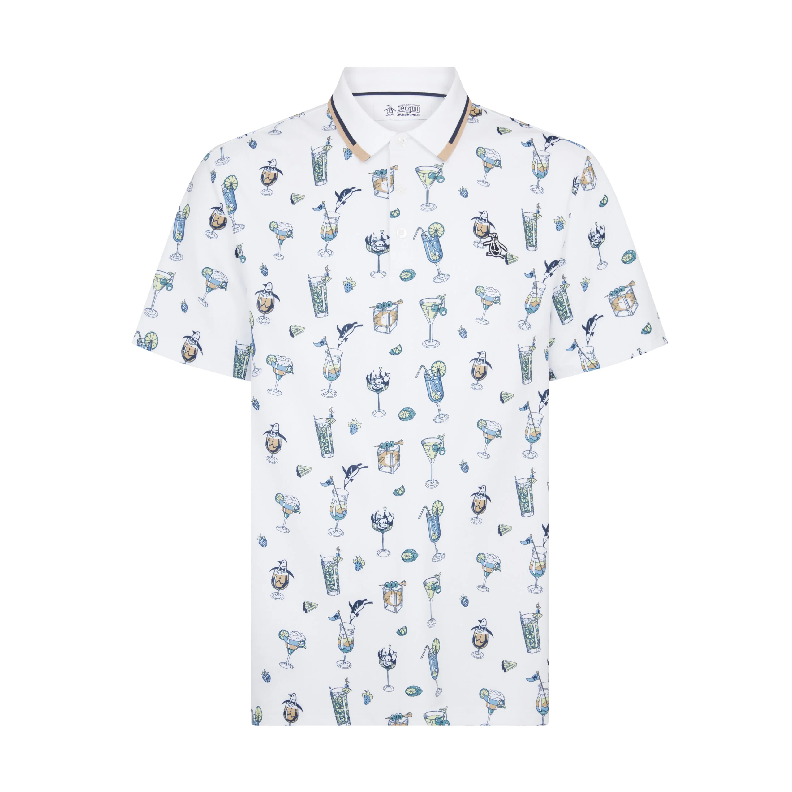 19th Hole Printed Golf Polo Shirt In Bright White - Image 4