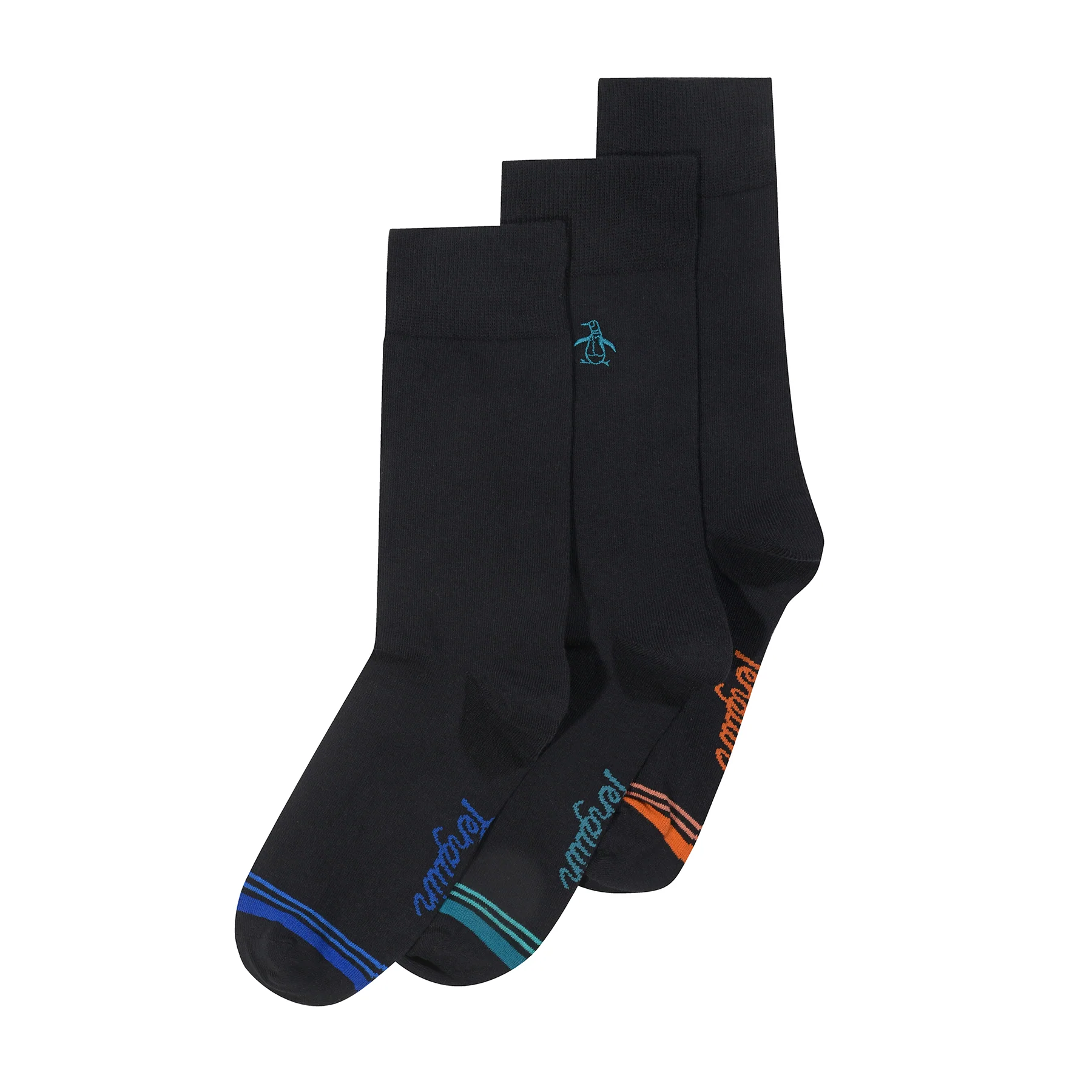 3 Pack Embroidered Penguin Socks In Black