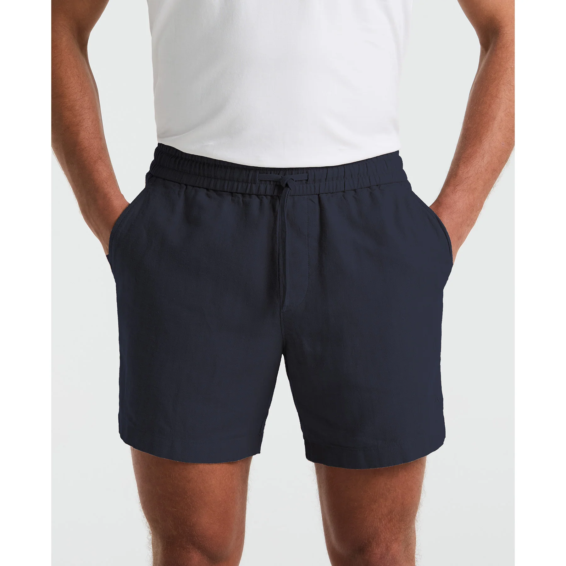 6" Linen Blend Shorts In Sargasso Sea - Image 3