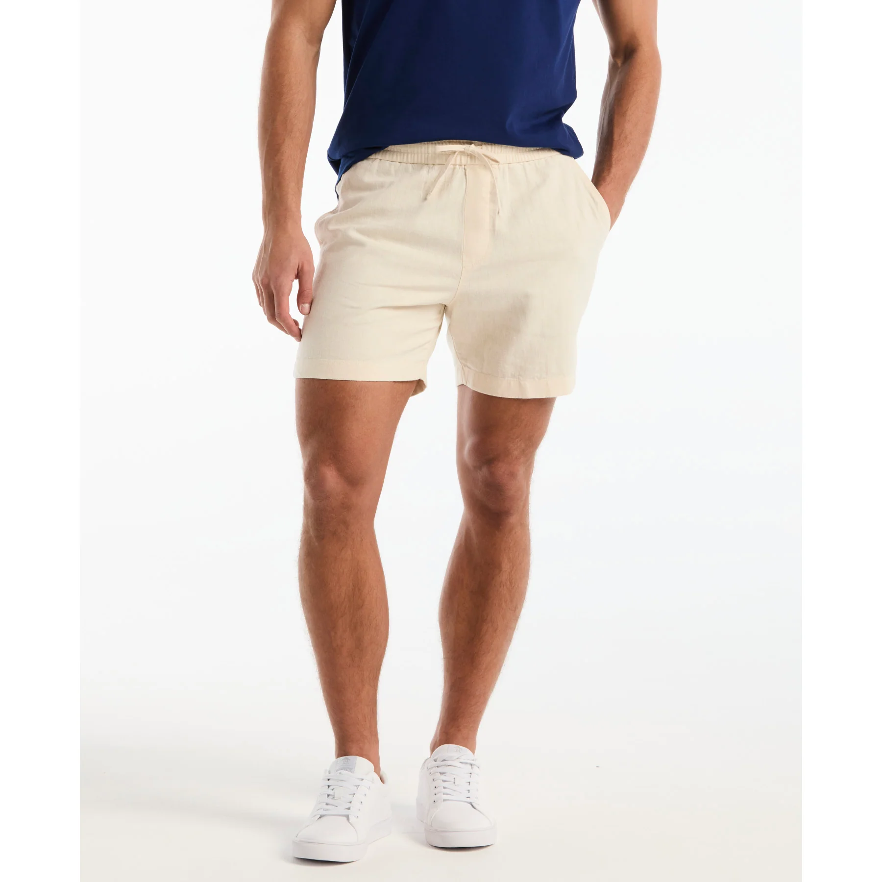 6" Linen Cotton Shorts In Birch - Image 2