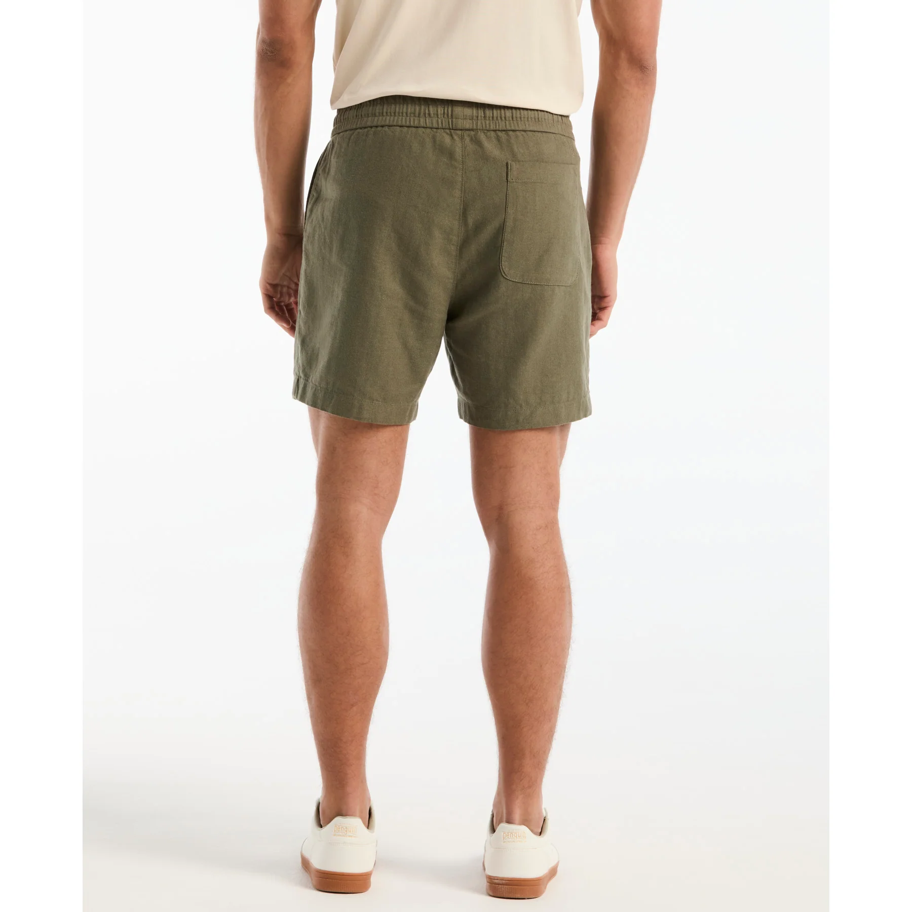 6" Linen Cotton Shorts In Dusty Olive - Image 3