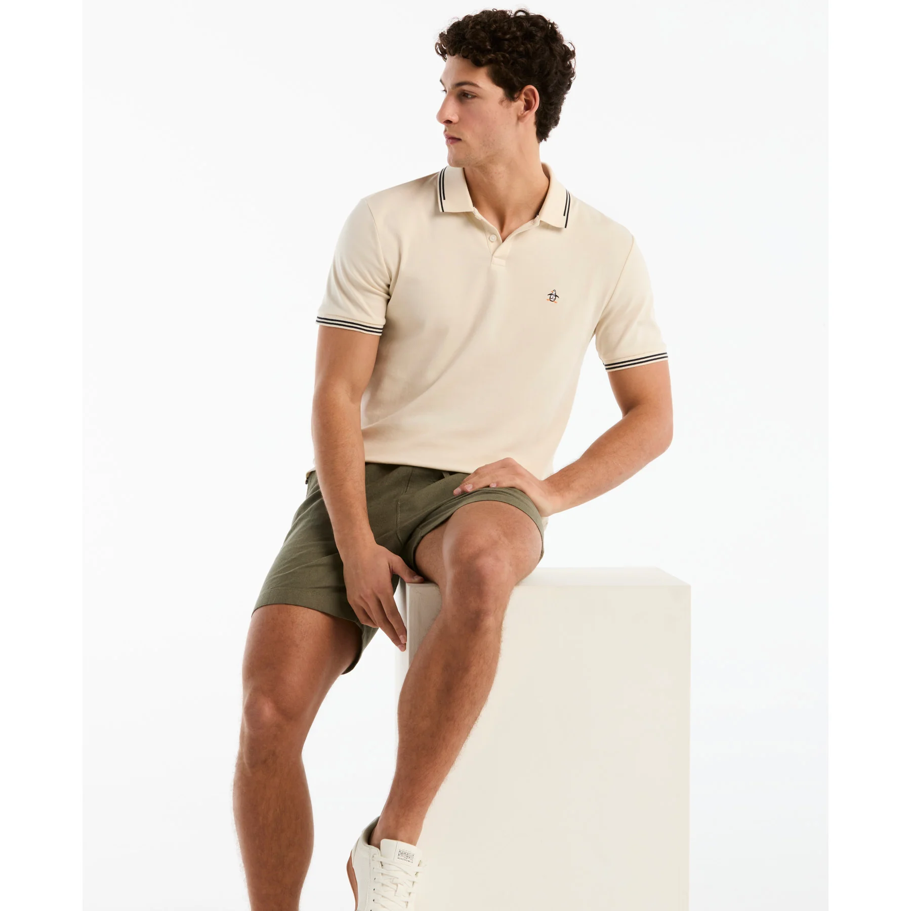 6" Linen Cotton Shorts In Dusty Olive - Image 5