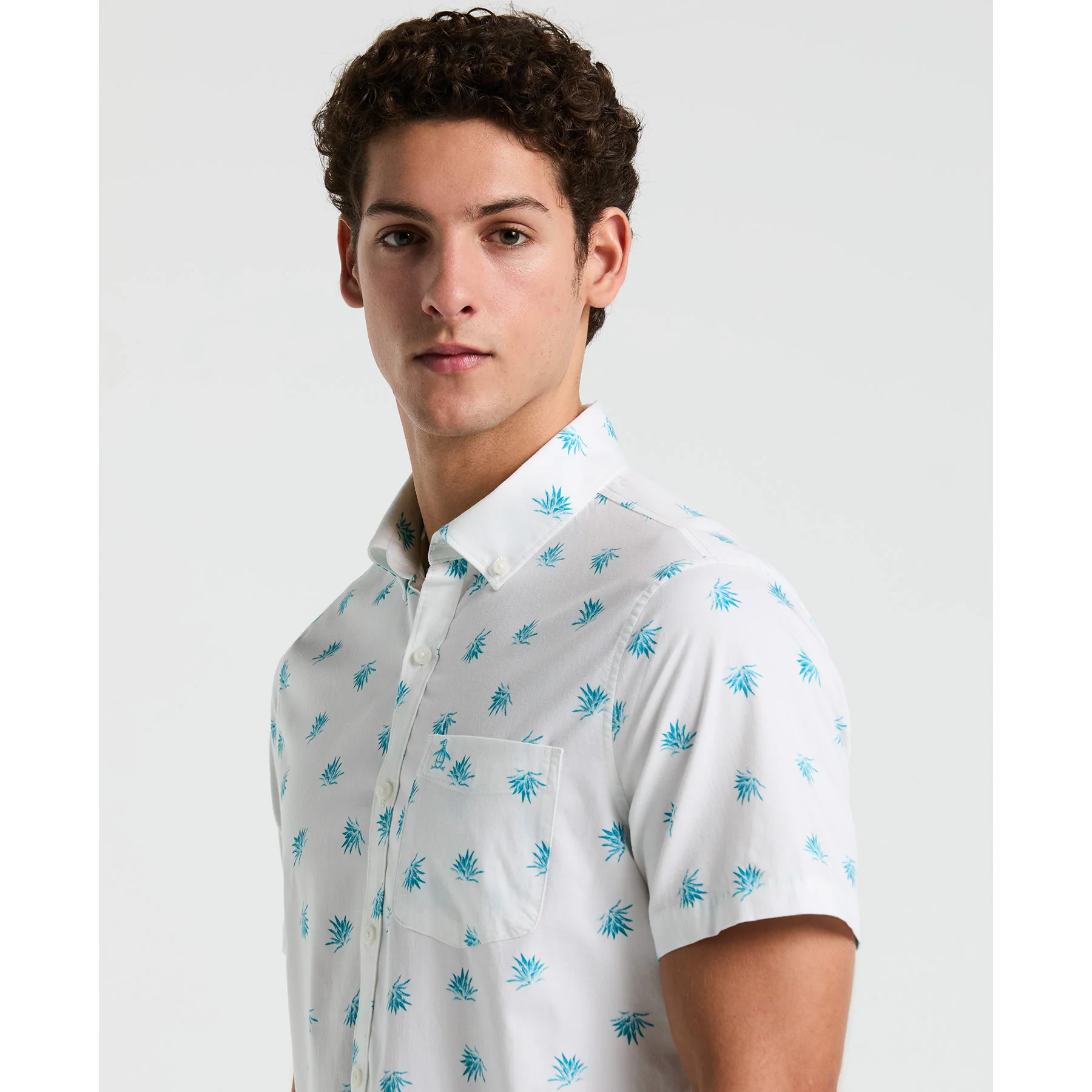 Agave Print Short Sleeve Shirt In Bright White - Image 3