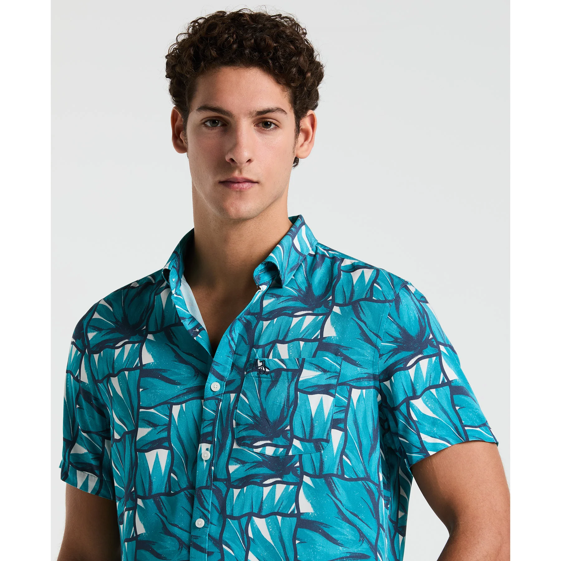 Agave Tile Print Short Sleeve Shirt In Exotic Plume - Image 3