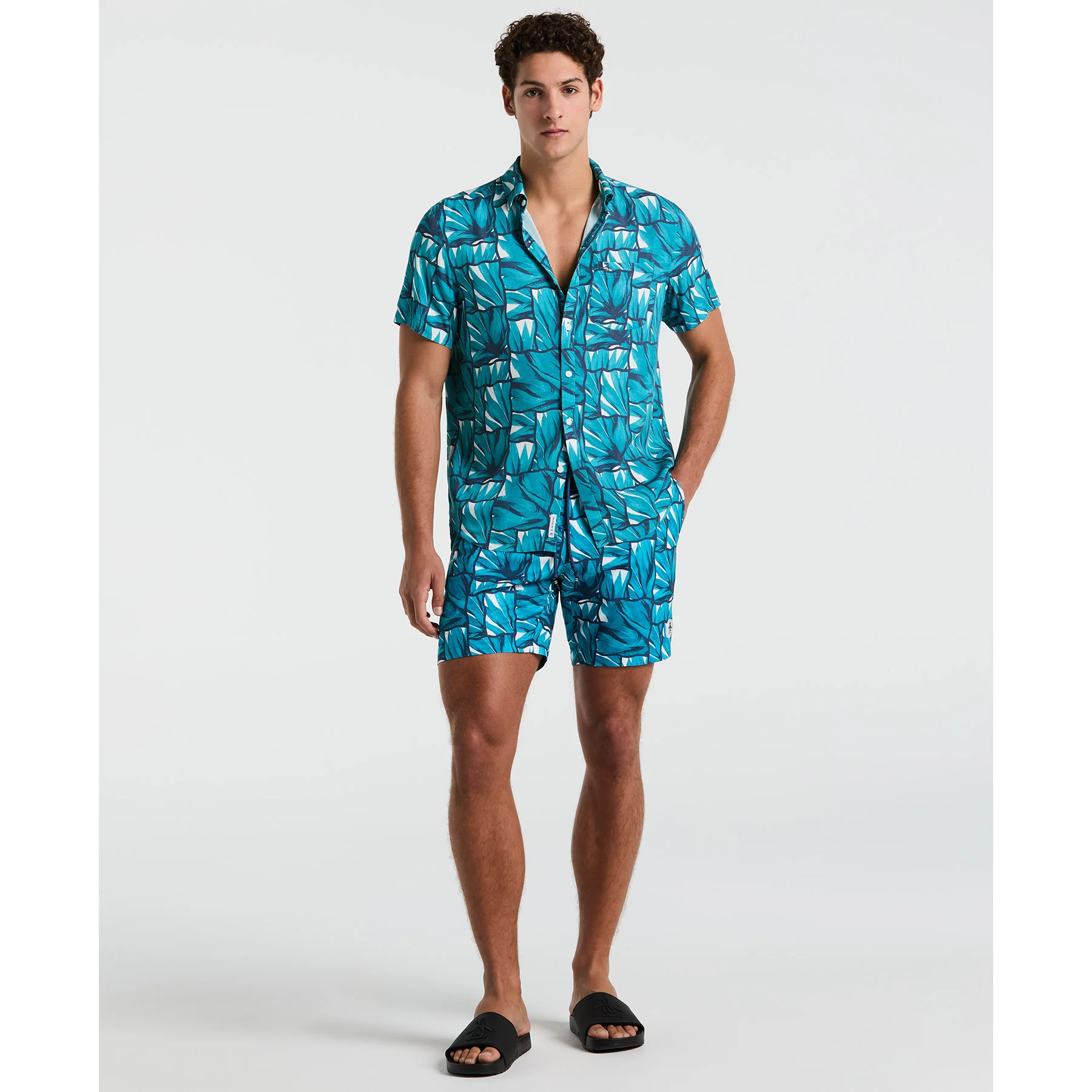 Agave Tile Print Short Sleeve Shirt In Exotic Plume - Image 4