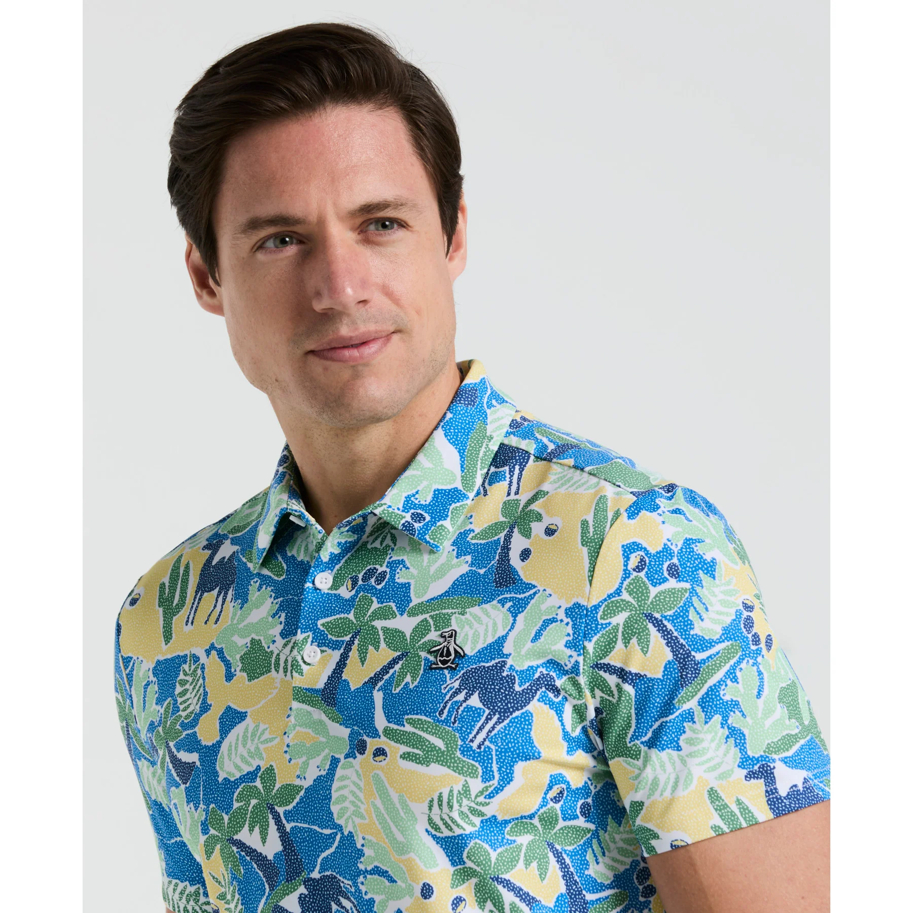 All Over Ibiza Print Earl Golf Polo Shirt In Bright White - Image 3