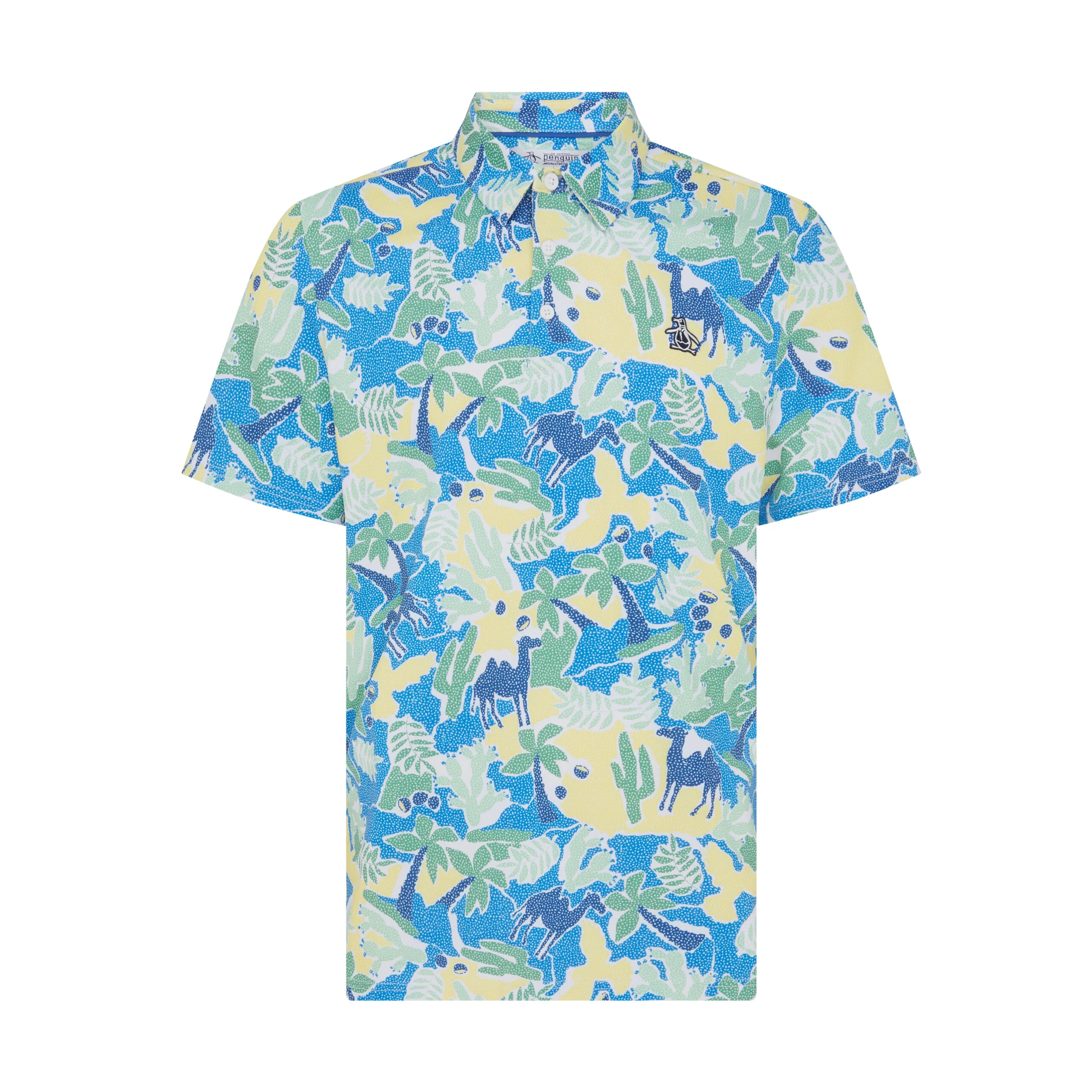 All Over Ibiza Print Earl Golf Polo Shirt In Bright White - Image 5