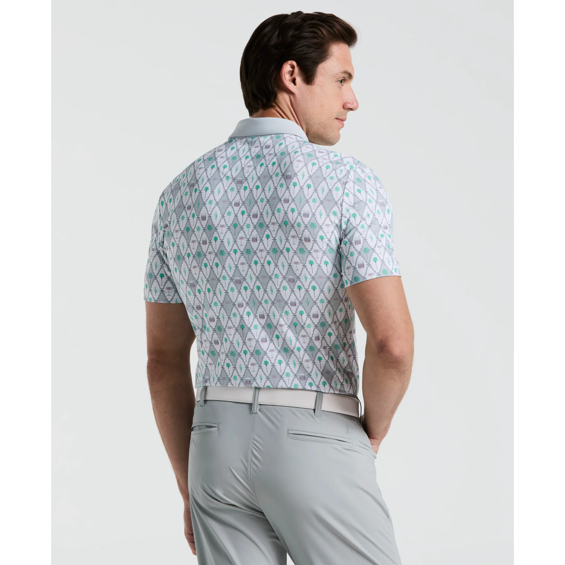 All Over Lattice Cocktail Print Earl Golf Polo Shirt In Bright White - Image 2