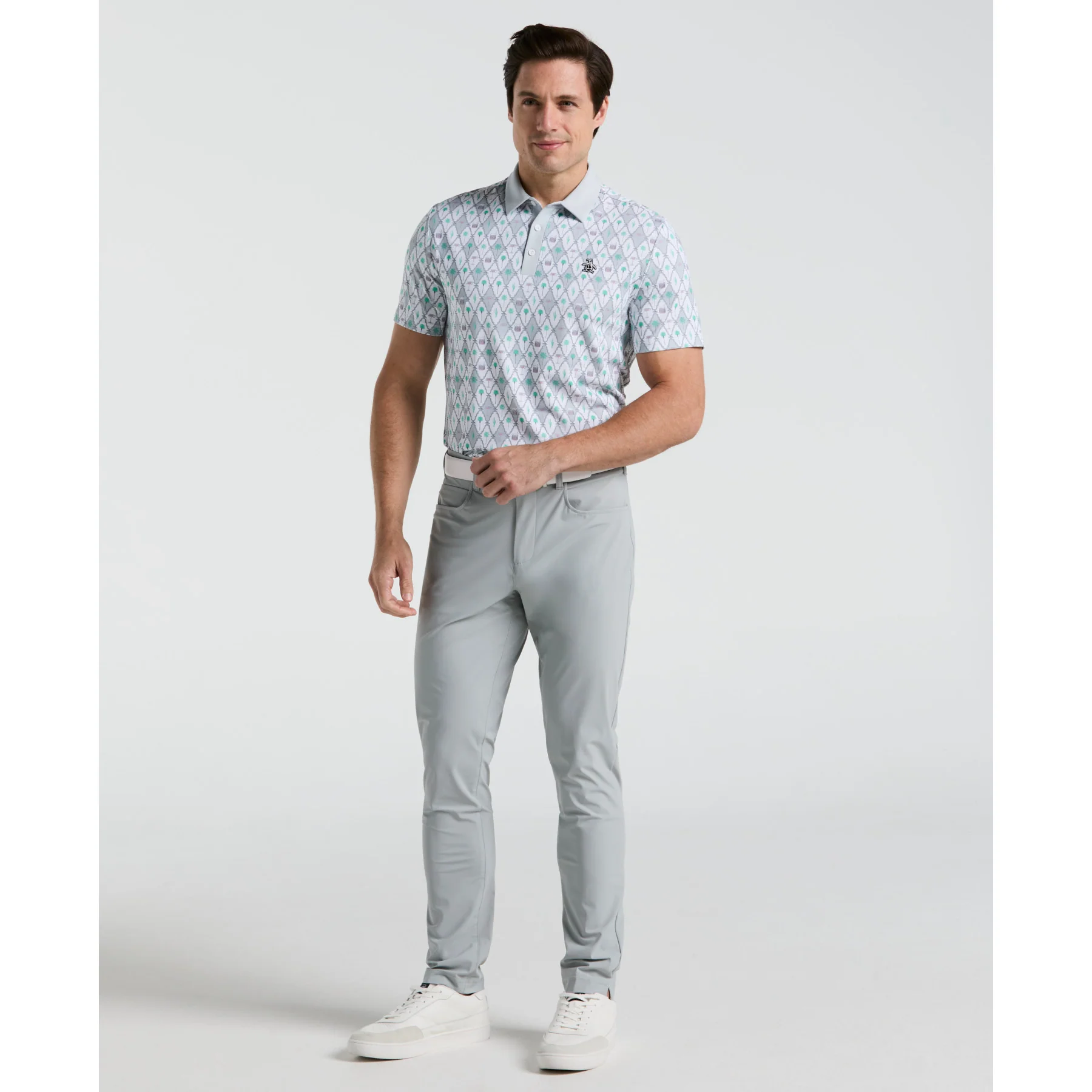 All Over Lattice Cocktail Print Earl Golf Polo Shirt In Bright White - Image 3