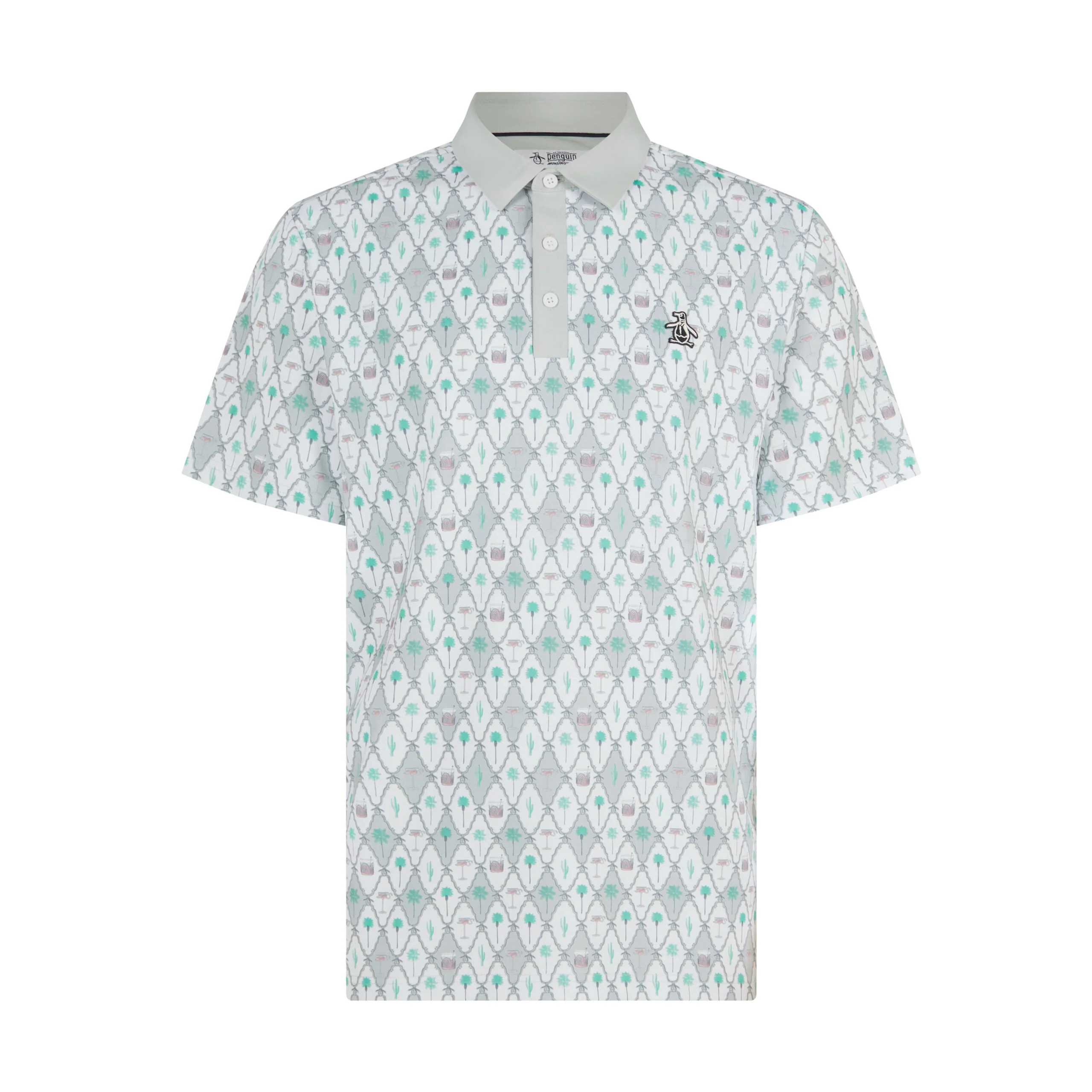 All Over Lattice Cocktail Print Earl Golf Polo Shirt In Bright White - Image 5