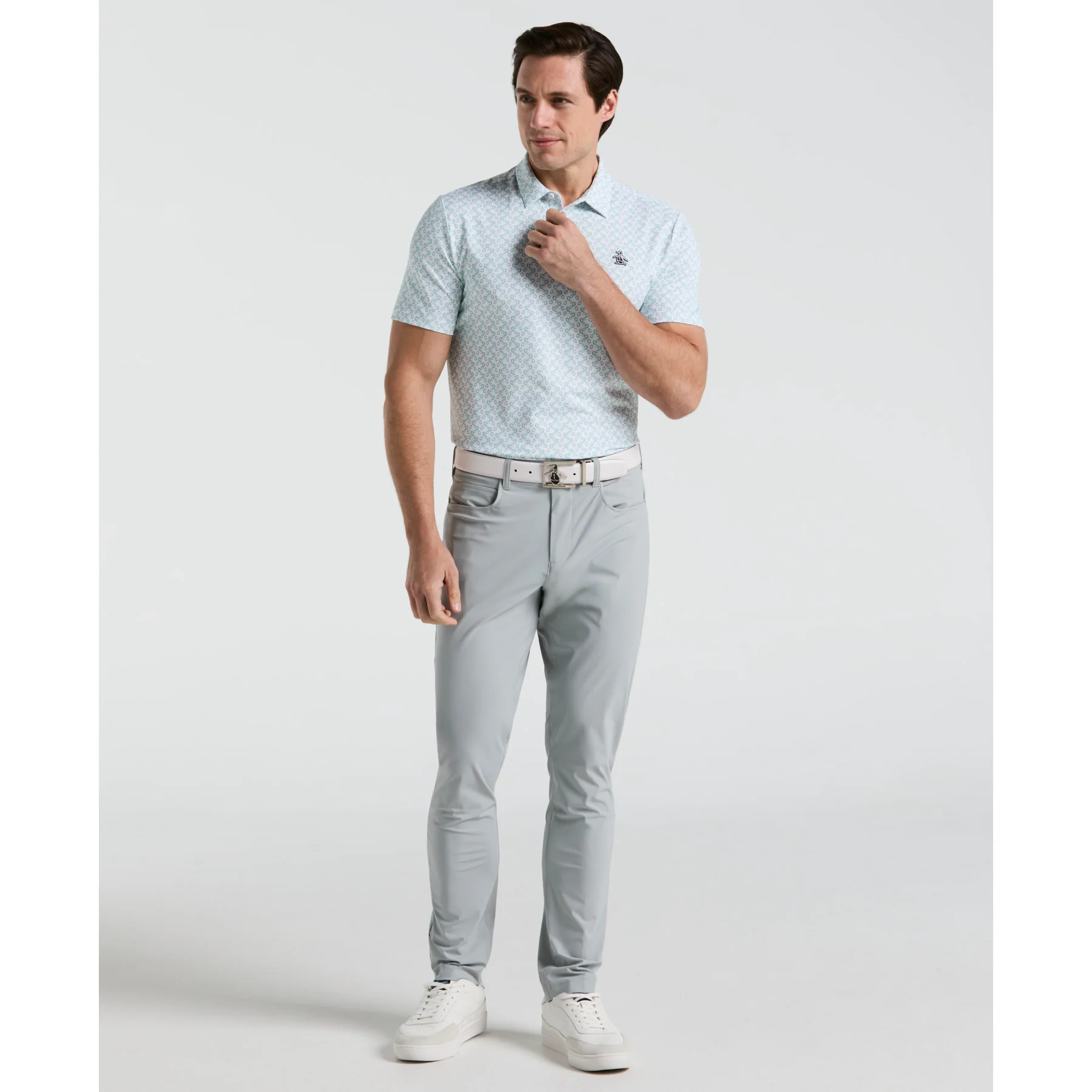 All Over Lifesaver Print Golf Polo Shirt In Bright White - Image 4