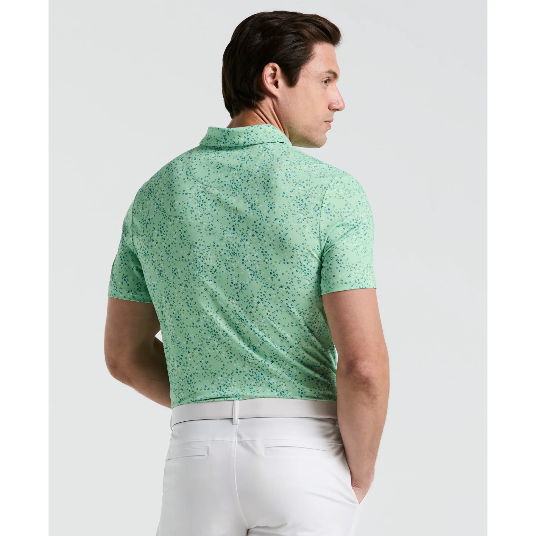 All Over Micro Abstract Printed Golf Polo Shirt In Sprucestone - Image 2