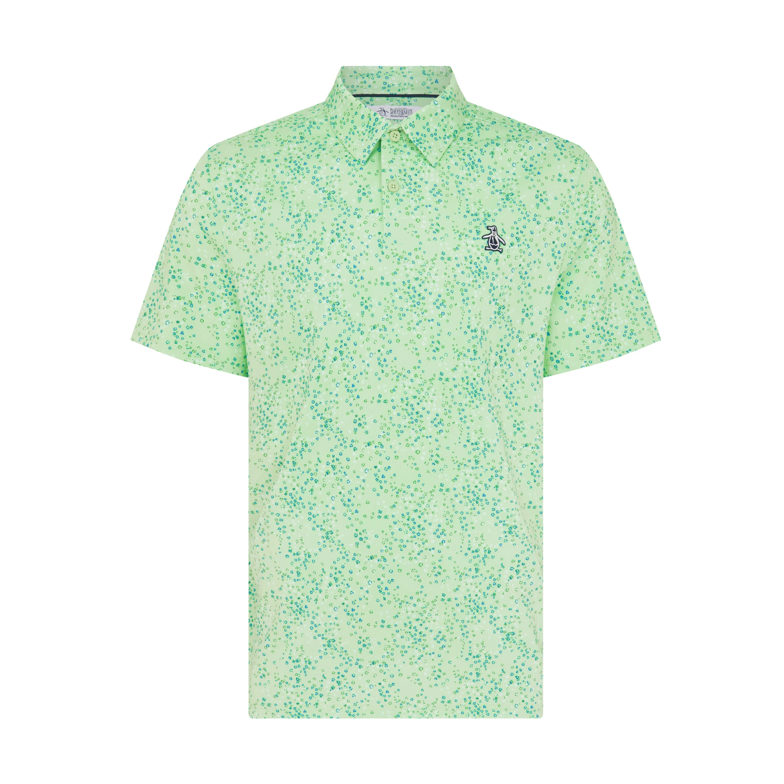 All Over Micro Abstract Printed Golf Polo Shirt In Sprucestone - Image 5