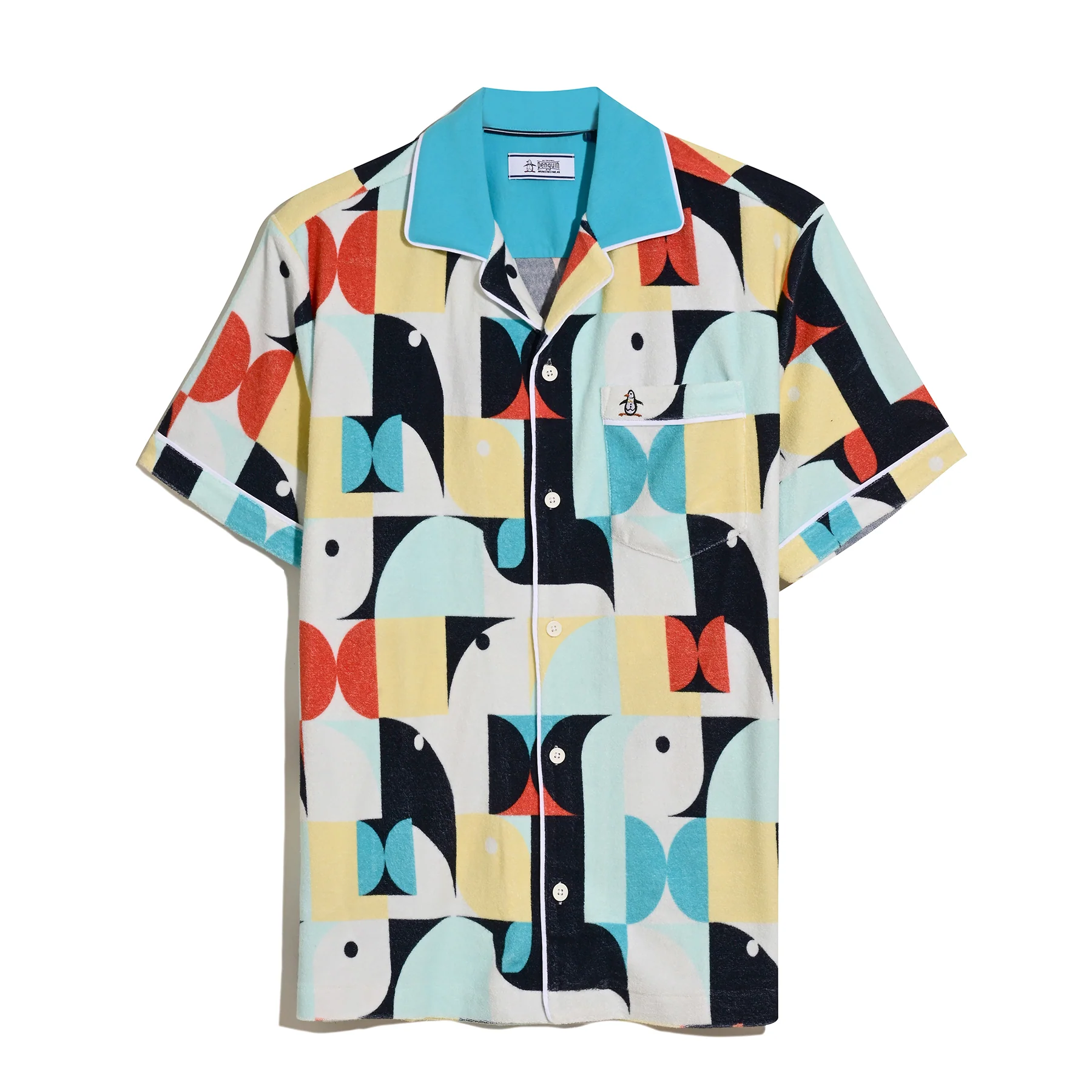 Allover Deco Print Short Sleeve Shirt In Horizon Blue - Image 5