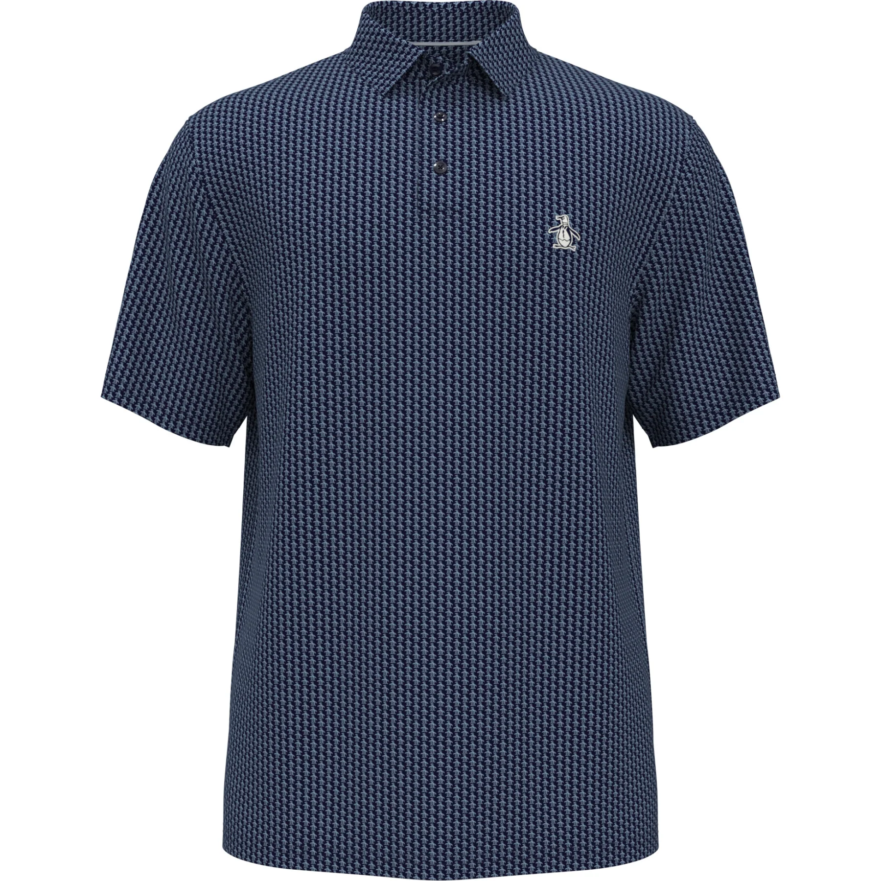 Allover Pete Print Short Sleeve Golf Polo Shirt In Black Iris - Image 4
