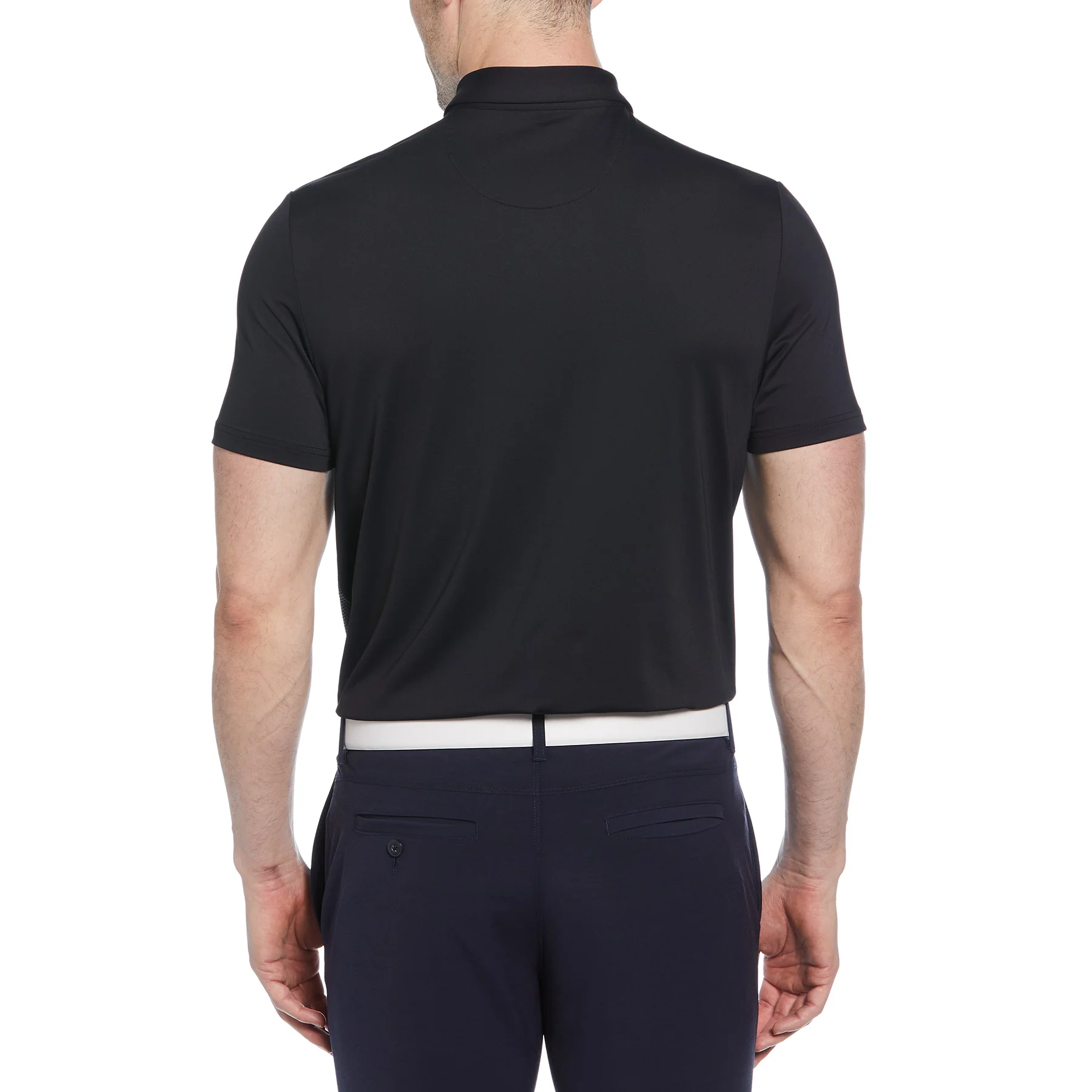 Asymmetrical Pete Gingham Colour Block Golf Polo Shirt In Caviar - Image 2