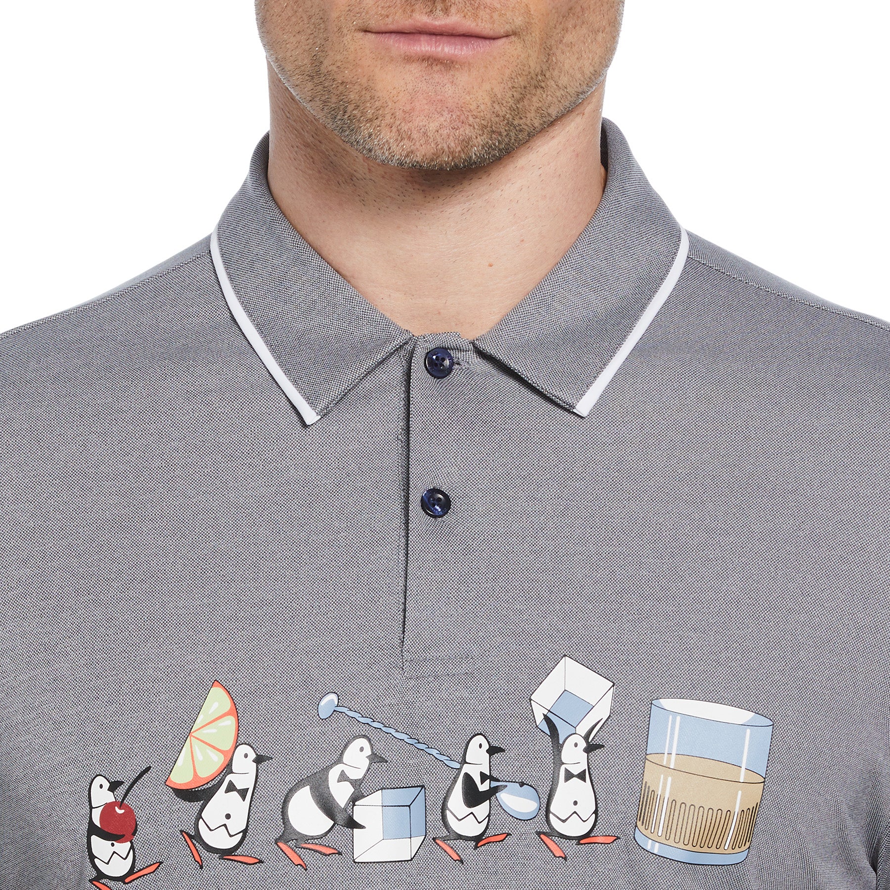 Barback Pete Printed Golf Polo Shirt In Black Iris - Image 3