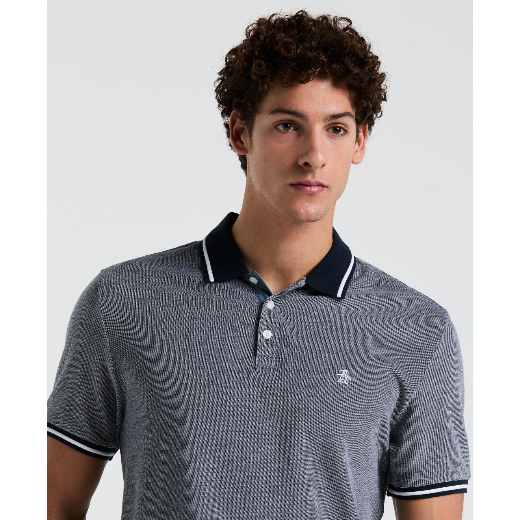 Birdseye Pique Tipped Polo Shirt In Dark Sapphire - Image 3