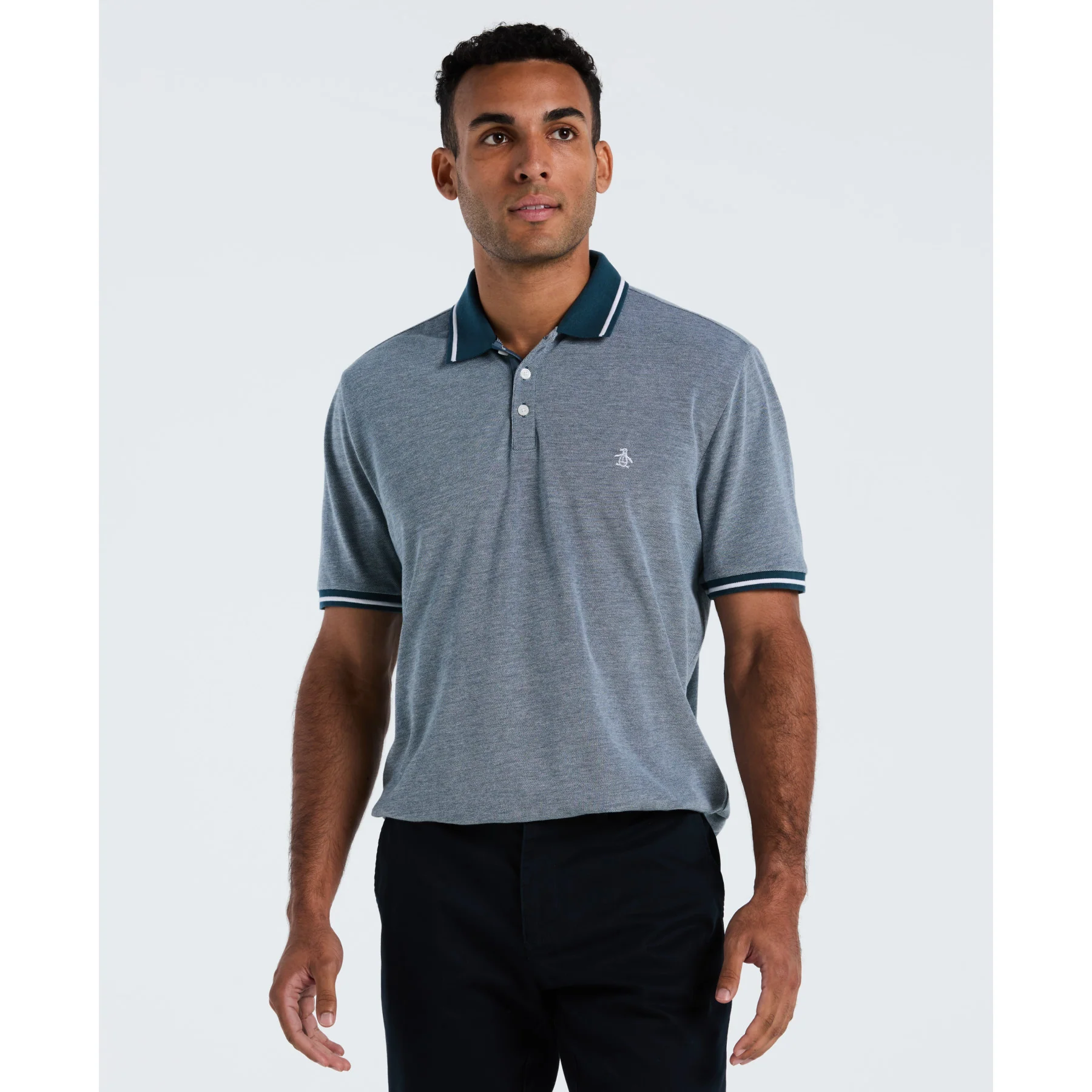 Birdseye Pique Tipped Polo Shirt In Reflecting Pond