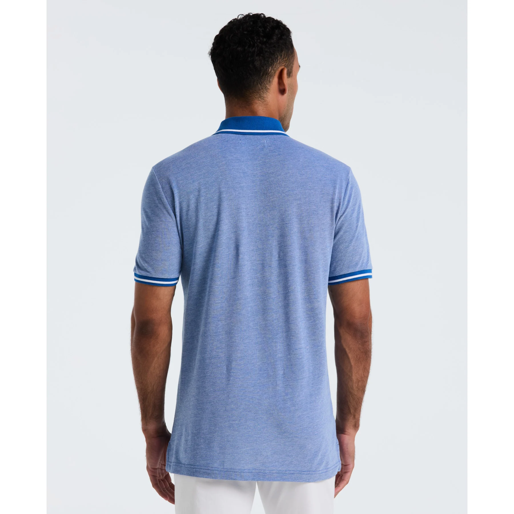 Birdseye Pique Tipped Polo Shirt In Classic Blue - Image 2