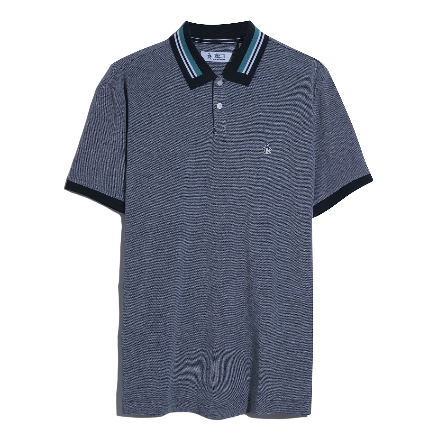 Birdseye Tipped Polo Shirt In Dark Sapphire - Image 5