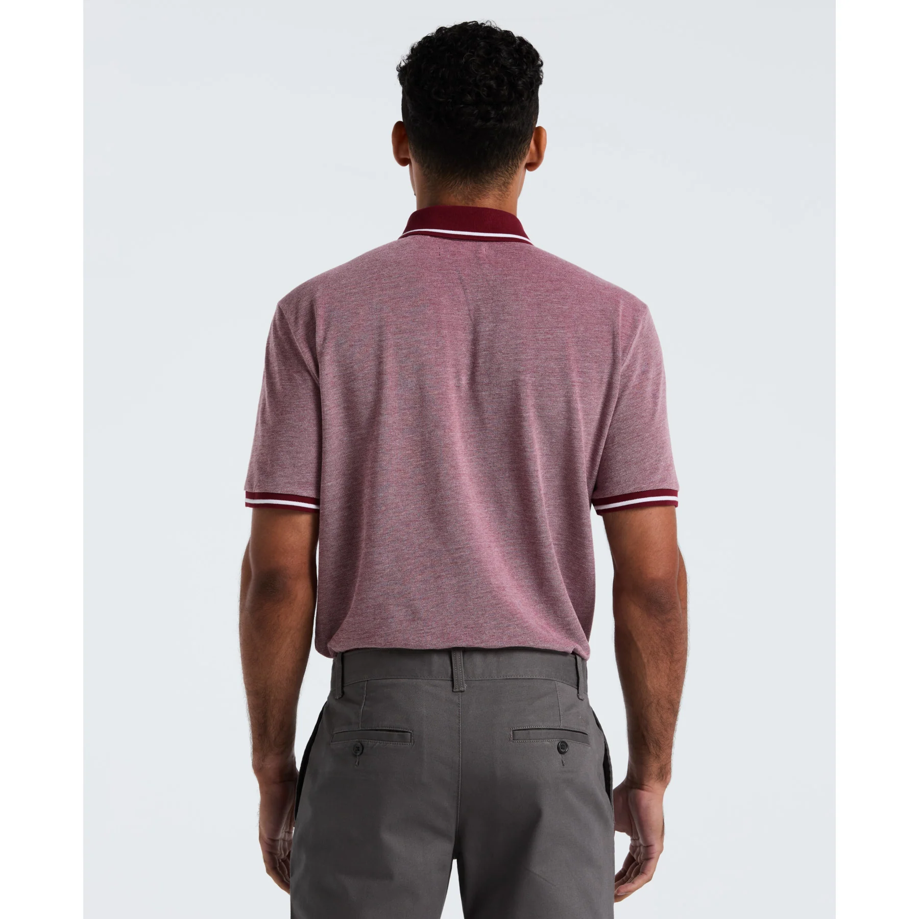 Birdseye Pique Tipped Polo Shirt In Cabernet - Image 2