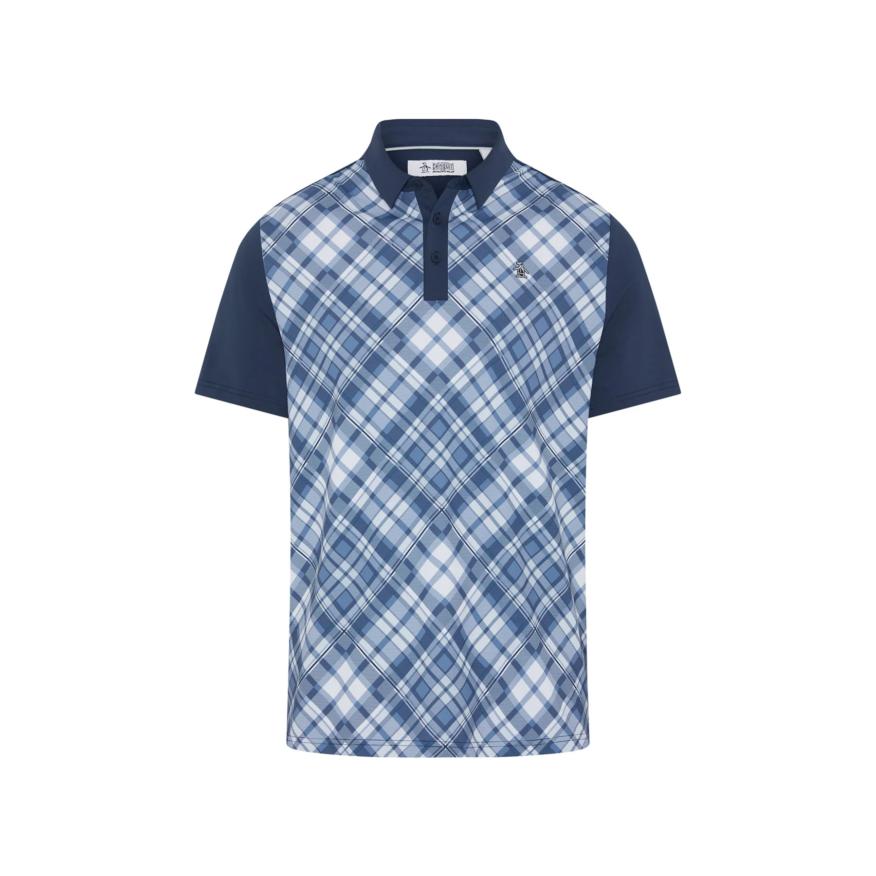 Block Madras Plaid Golf Polo In Black Iris - Image 6