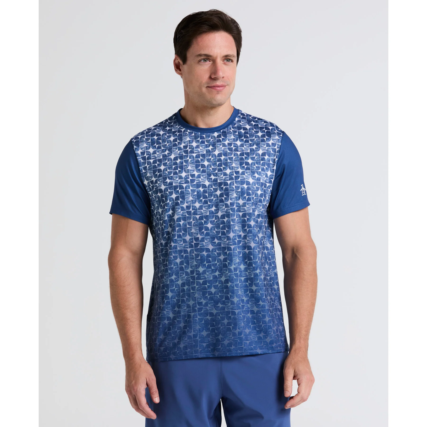Blocked Graphic Performance Tennis T-Shirt In True Navy