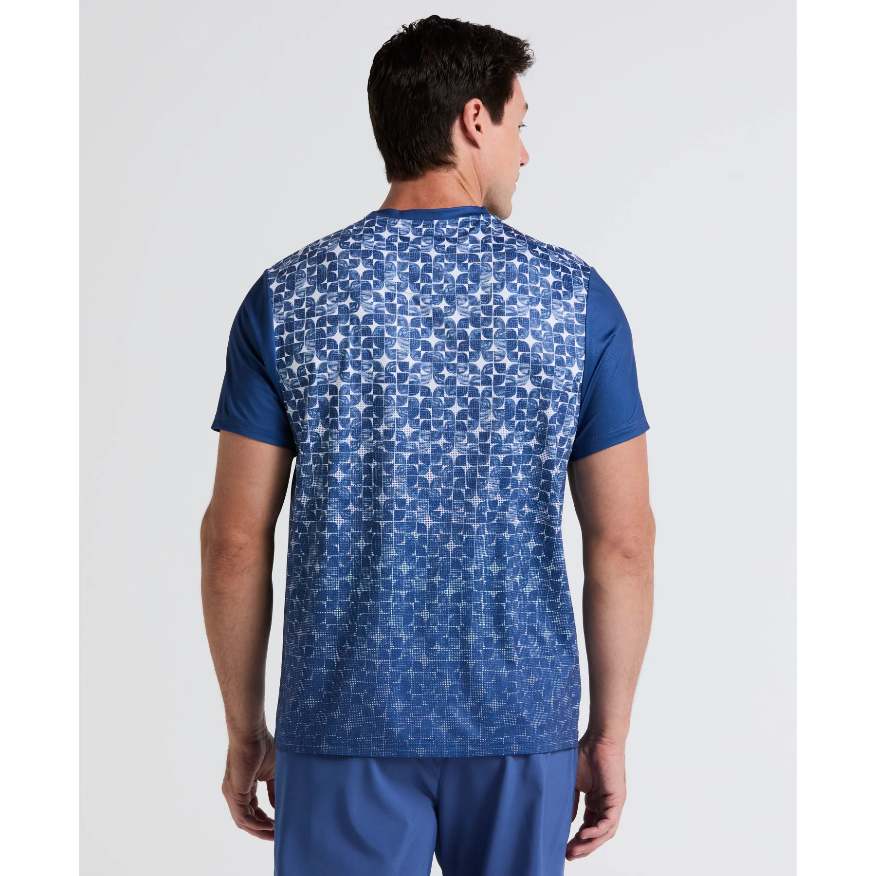 Blocked Graphic Performance Tennis T-Shirt In True Navy - Image 2