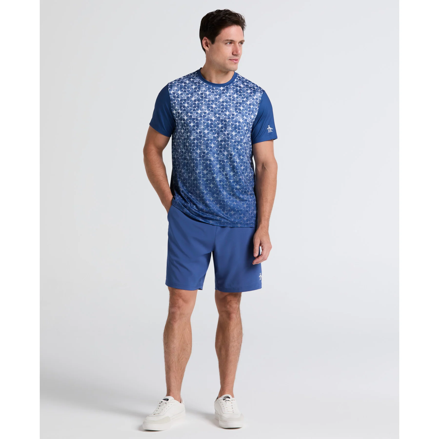 Blocked Graphic Performance Tennis T-Shirt In True Navy - Image 4