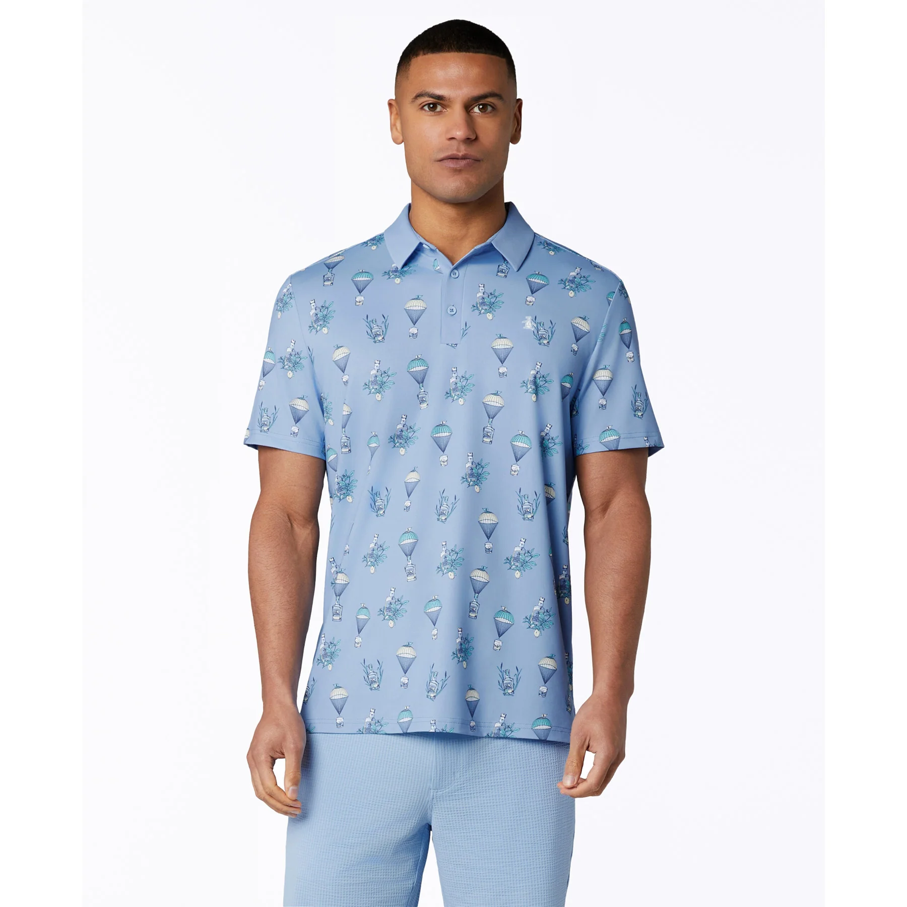 Botanical Drink Golf Polo In Baby Blue Jay