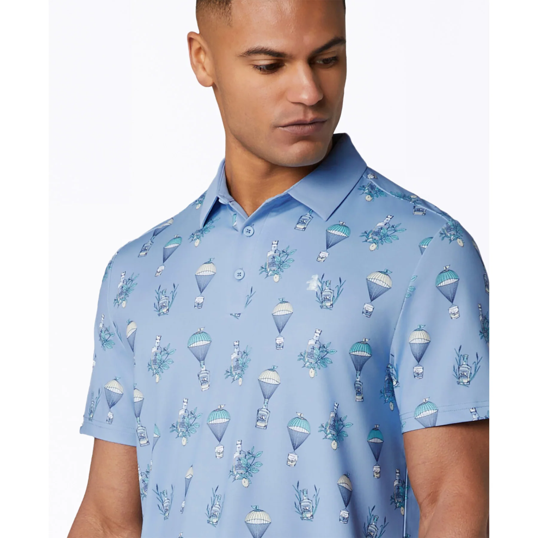 Botanical Drink Golf Polo In Baby Blue Jay - Image 3