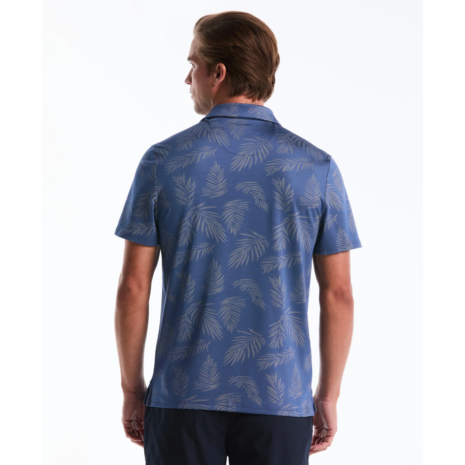 Botanical Jacquard Golf Polo In True Navy - Image 2