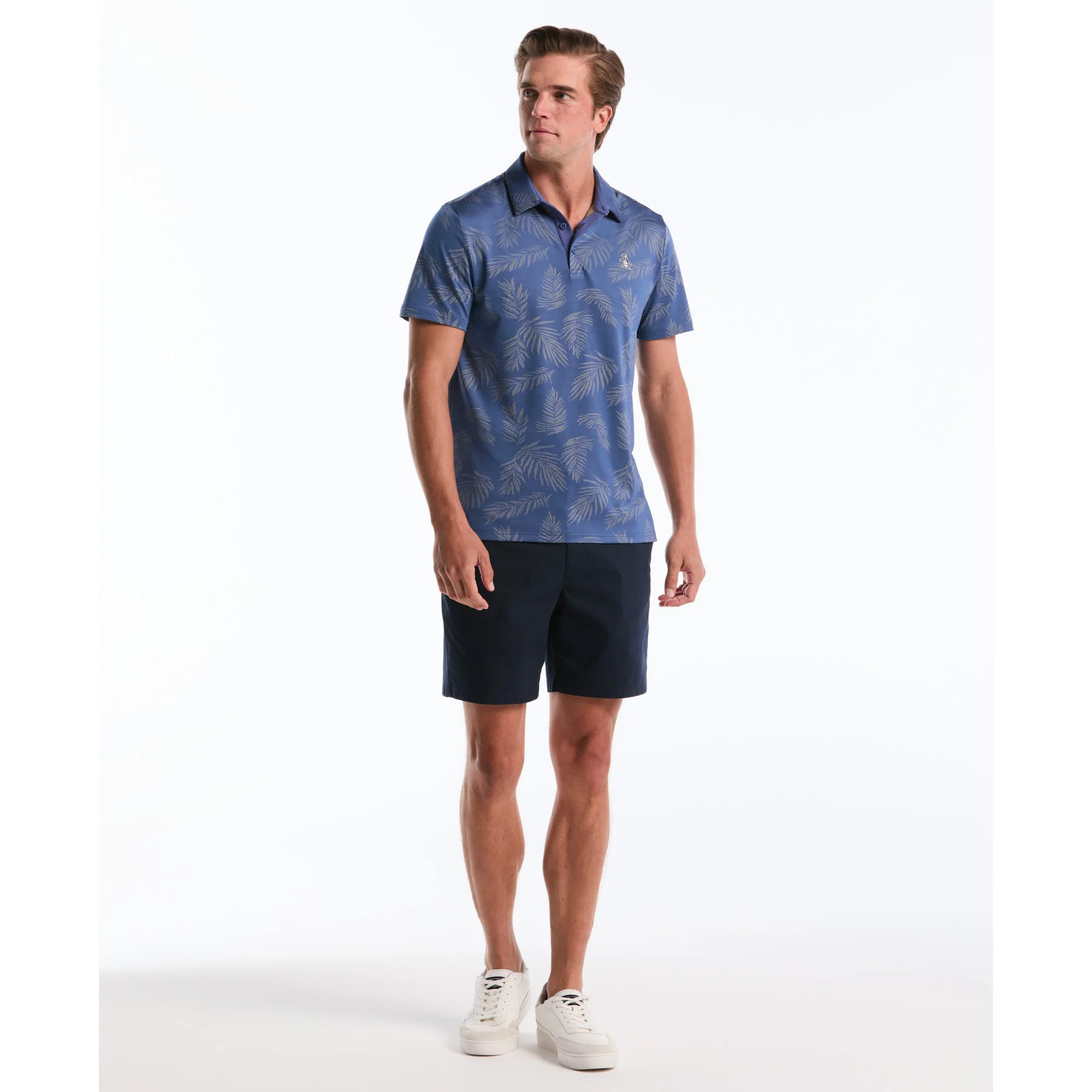 Botanical Jacquard Golf Polo In True Navy - Image 4
