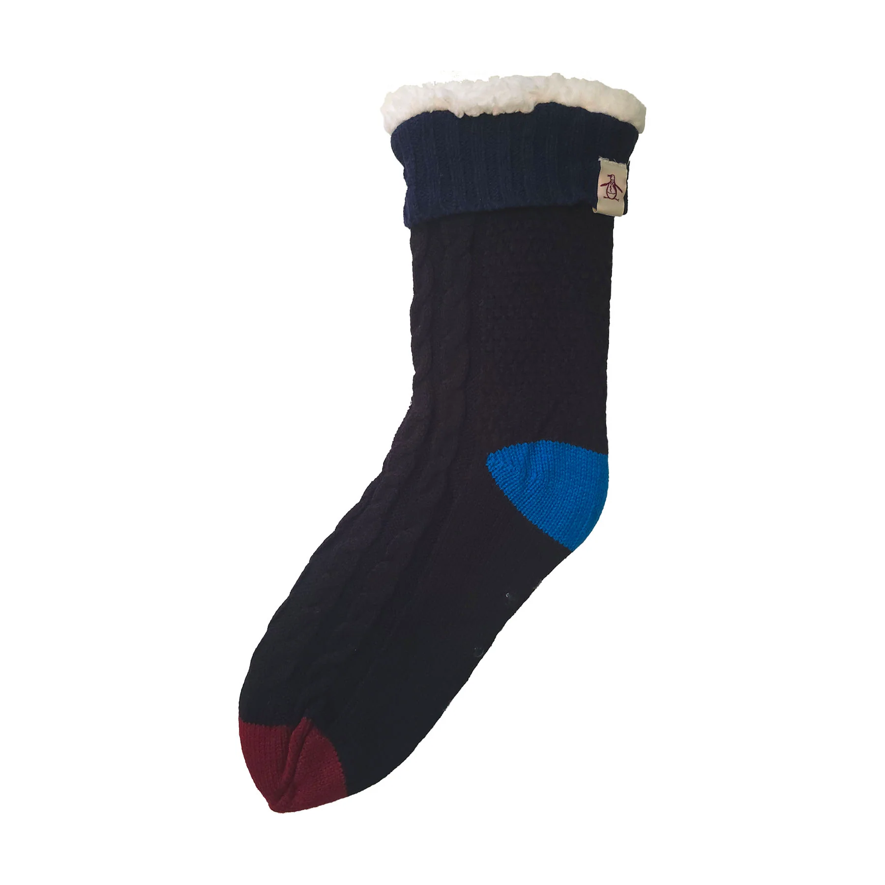 Cable Knit Slipper Socks In Black - Image 2