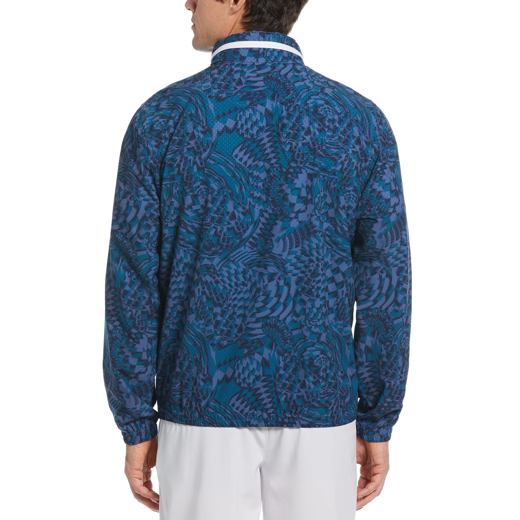 Checked Performance Tennis Wind Jacket In Black Iris - Image 2