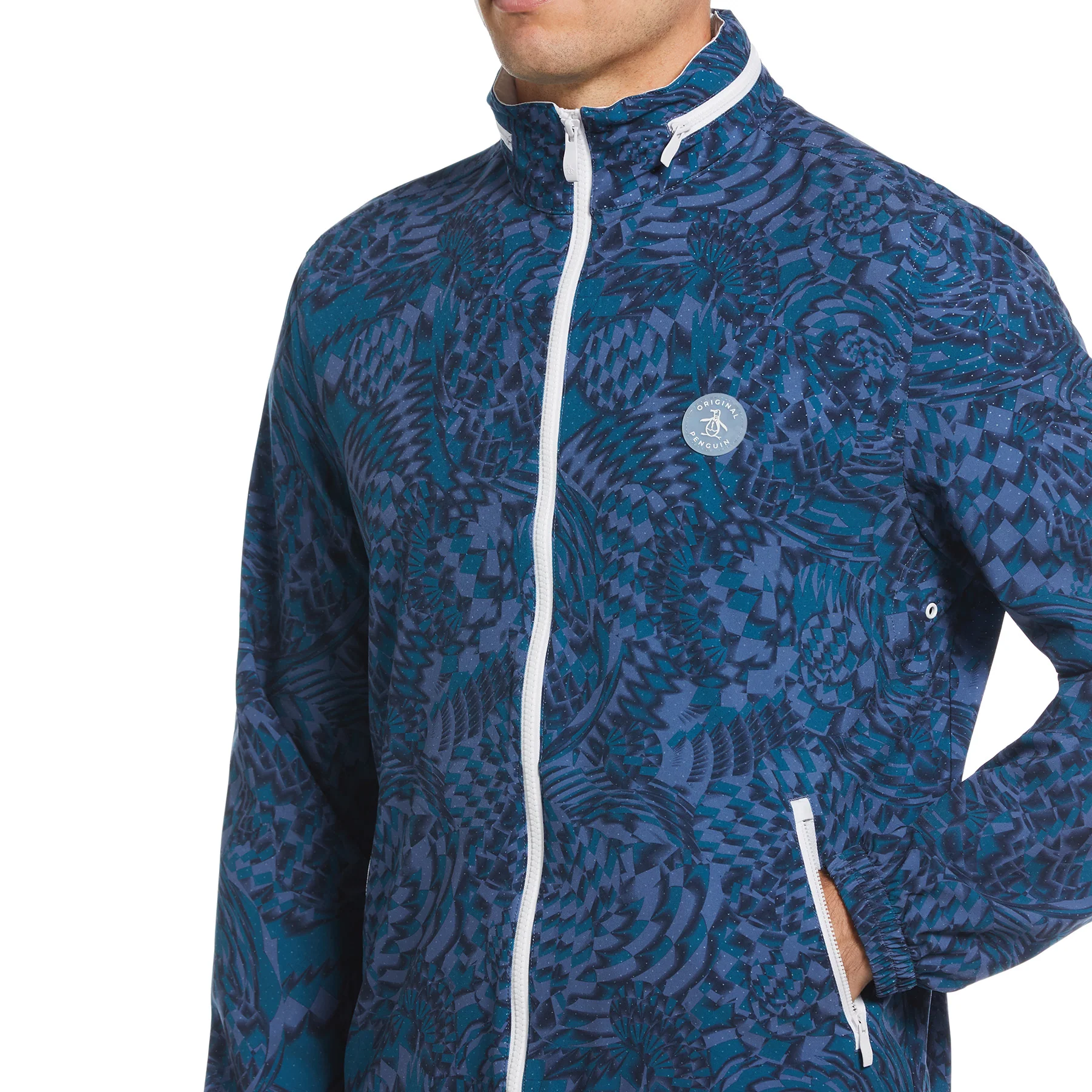 Checked Performance Tennis Wind Jacket In Black Iris - Image 3