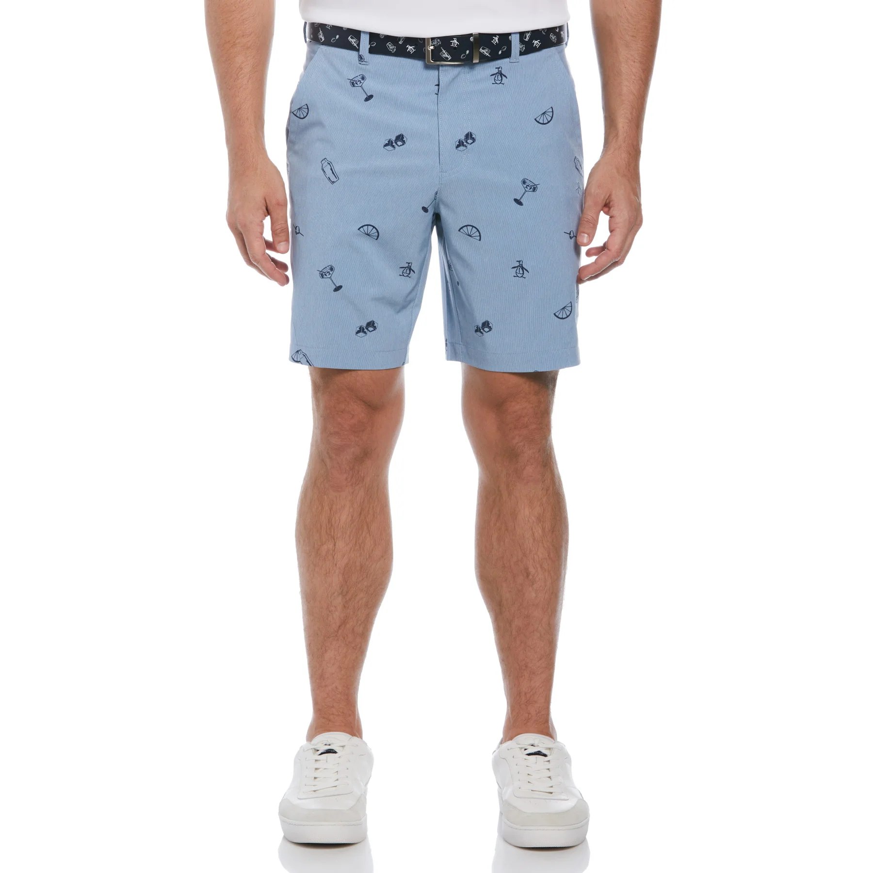 Cocktail Print Cargo Shorts In Black Iris