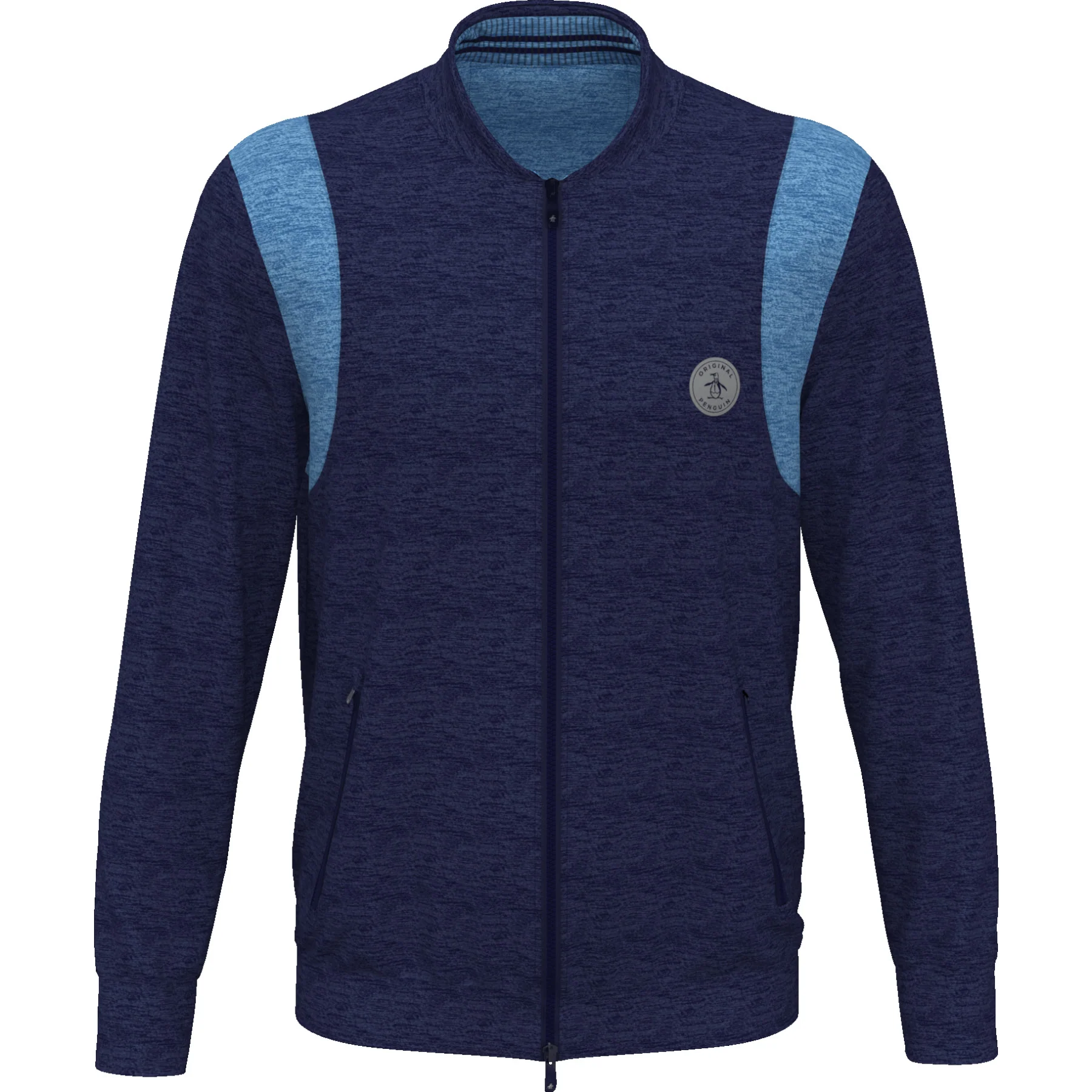 Colour Block 80s Golf Bomber Jacket In Black Iris Bijou Heather - Image 4