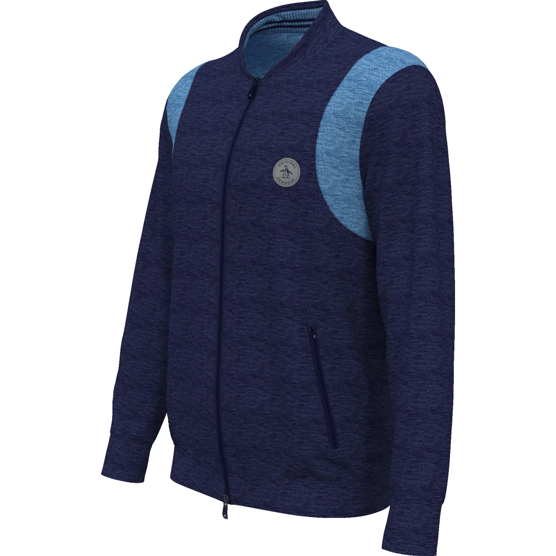 Colour Block 80s Golf Bomber Jacket In Black Iris Bijou Heather - Image 5