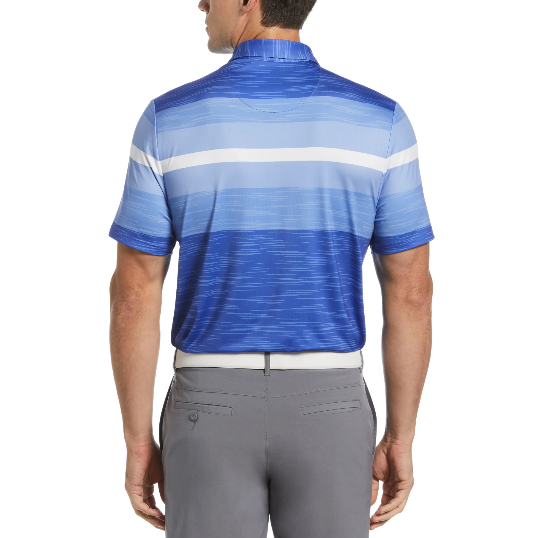 Colour Block Engineered Marl Stripe Golf Polo Shirt In Amparo Blue - Image 2