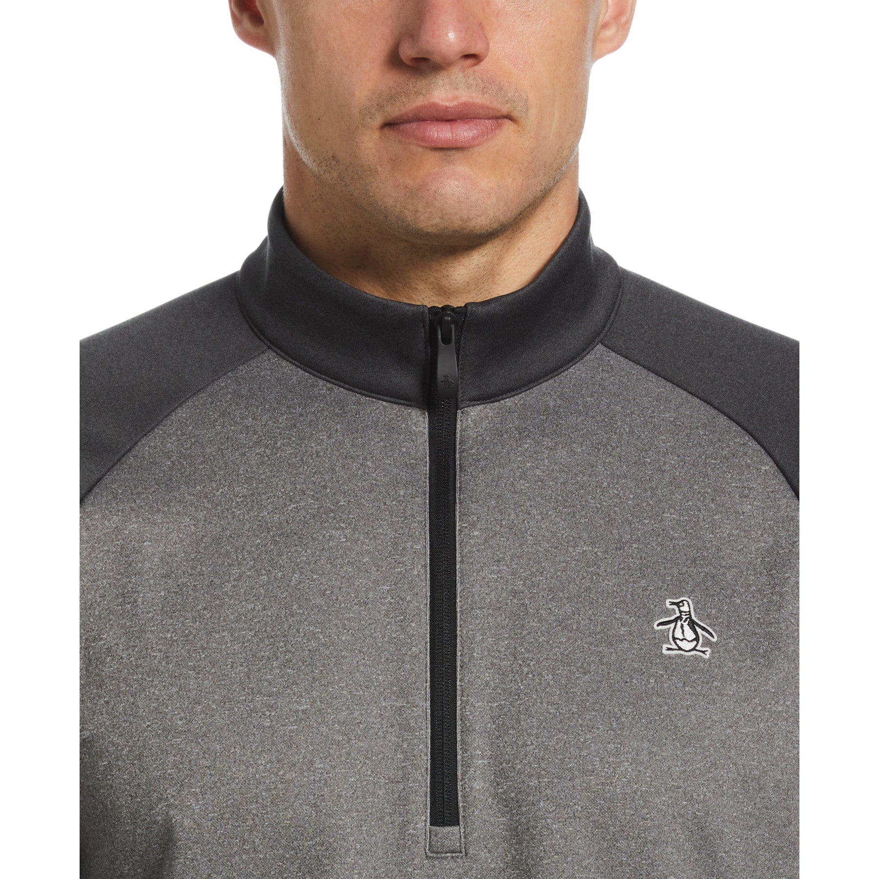 Colour Block 1/4 Zip Pullover In Dark Caviar Heather - Image 3
