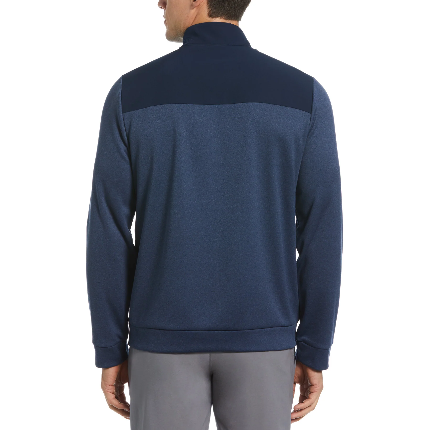 Colour Block Fleece Full Zip Golf Jacket In Black Iris Bijou Heather - Image 2