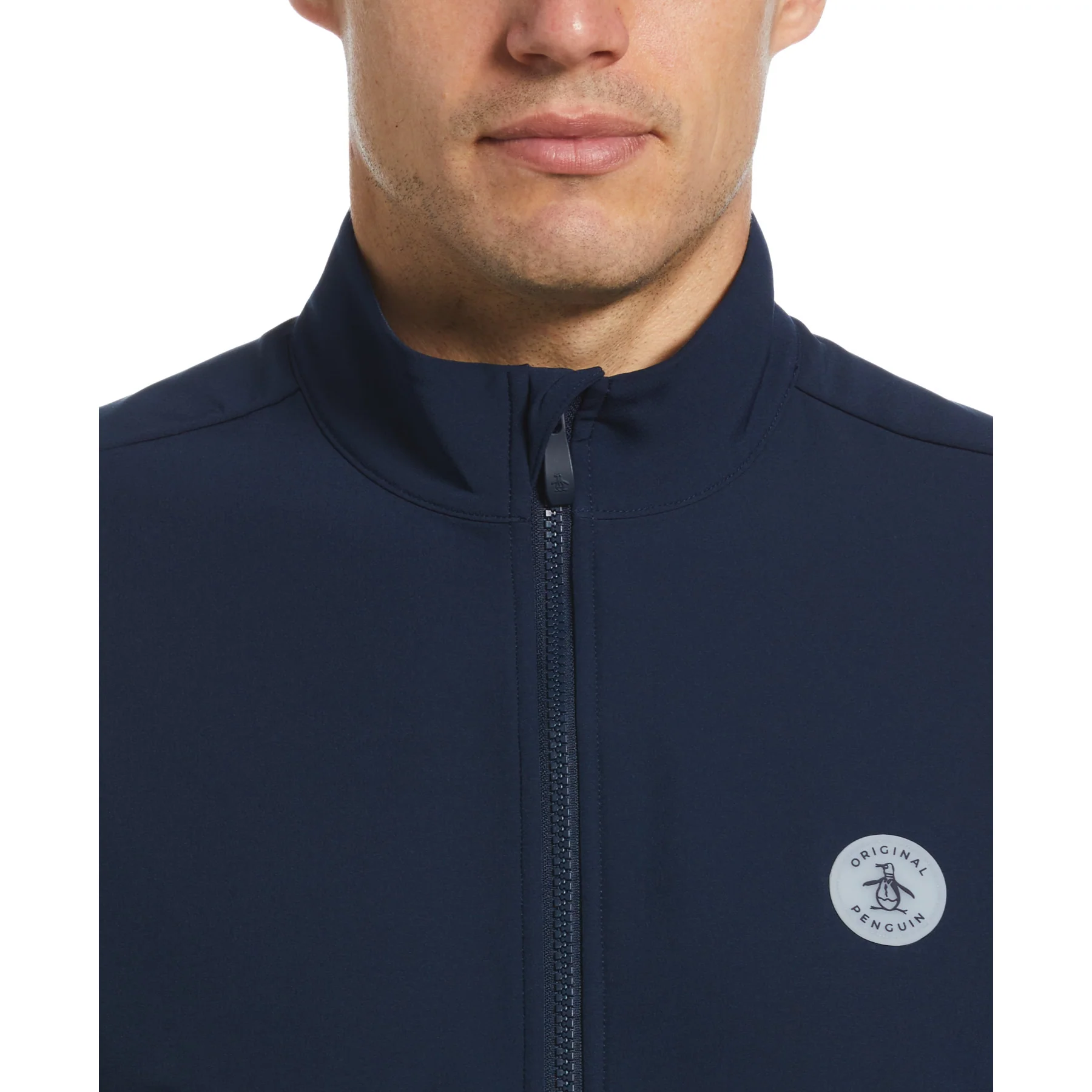 Colour Block Fleece Full Zip Golf Jacket In Black Iris Bijou Heather - Image 3
