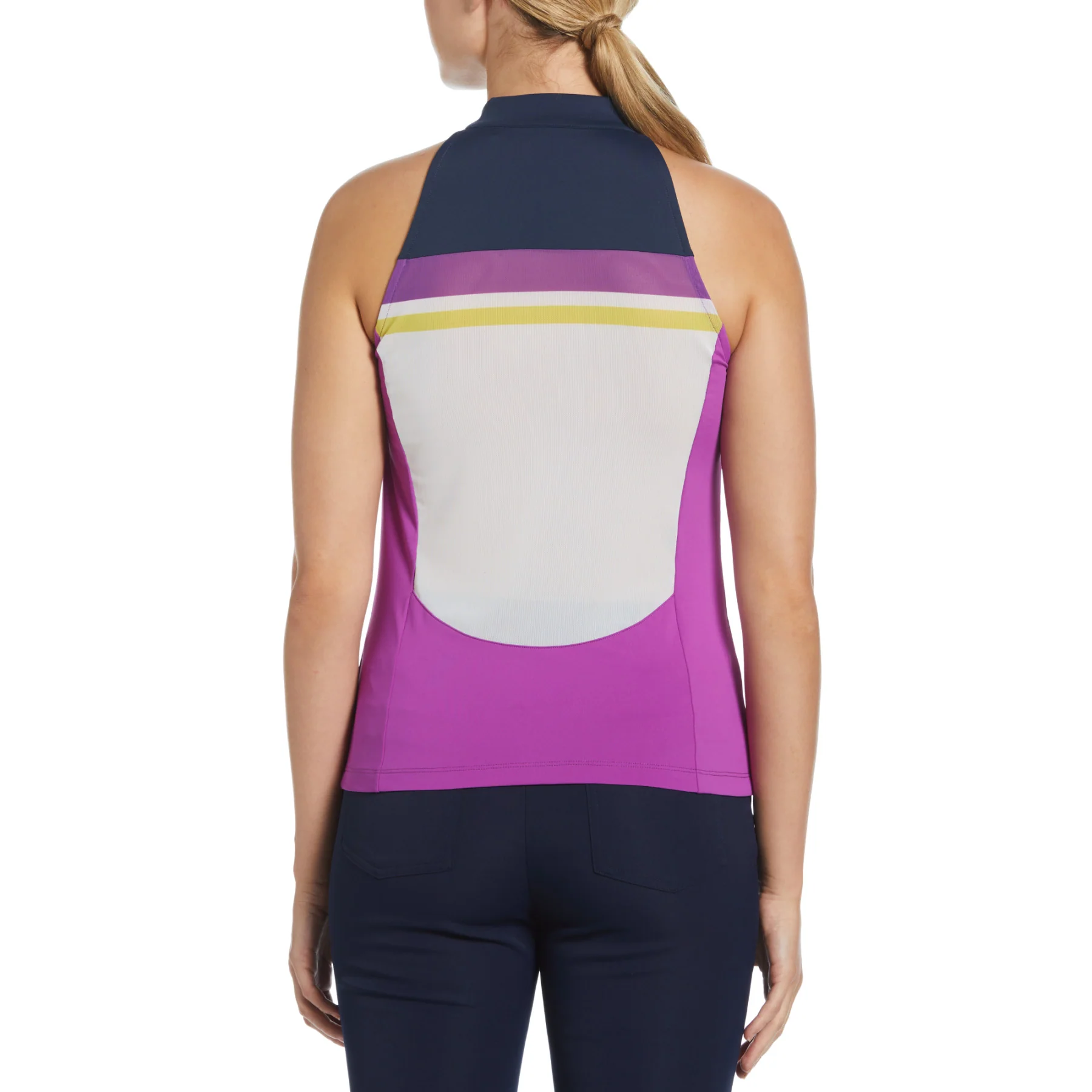 Women's Colour Block Halter Tennis Top In Purple Cactus Flower - Image 2