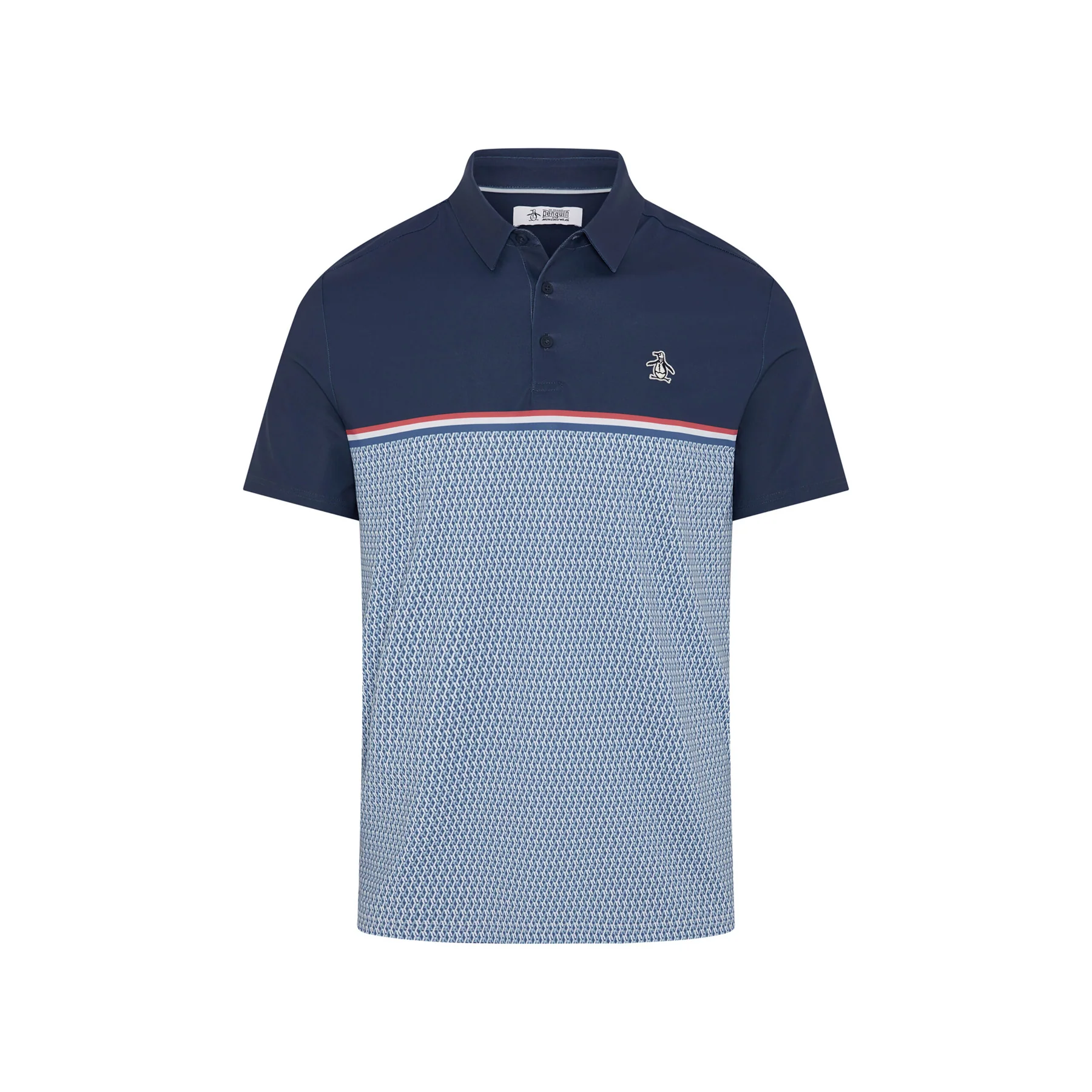 Colour Block P Print Golf Polo In Black Iris - Image 5