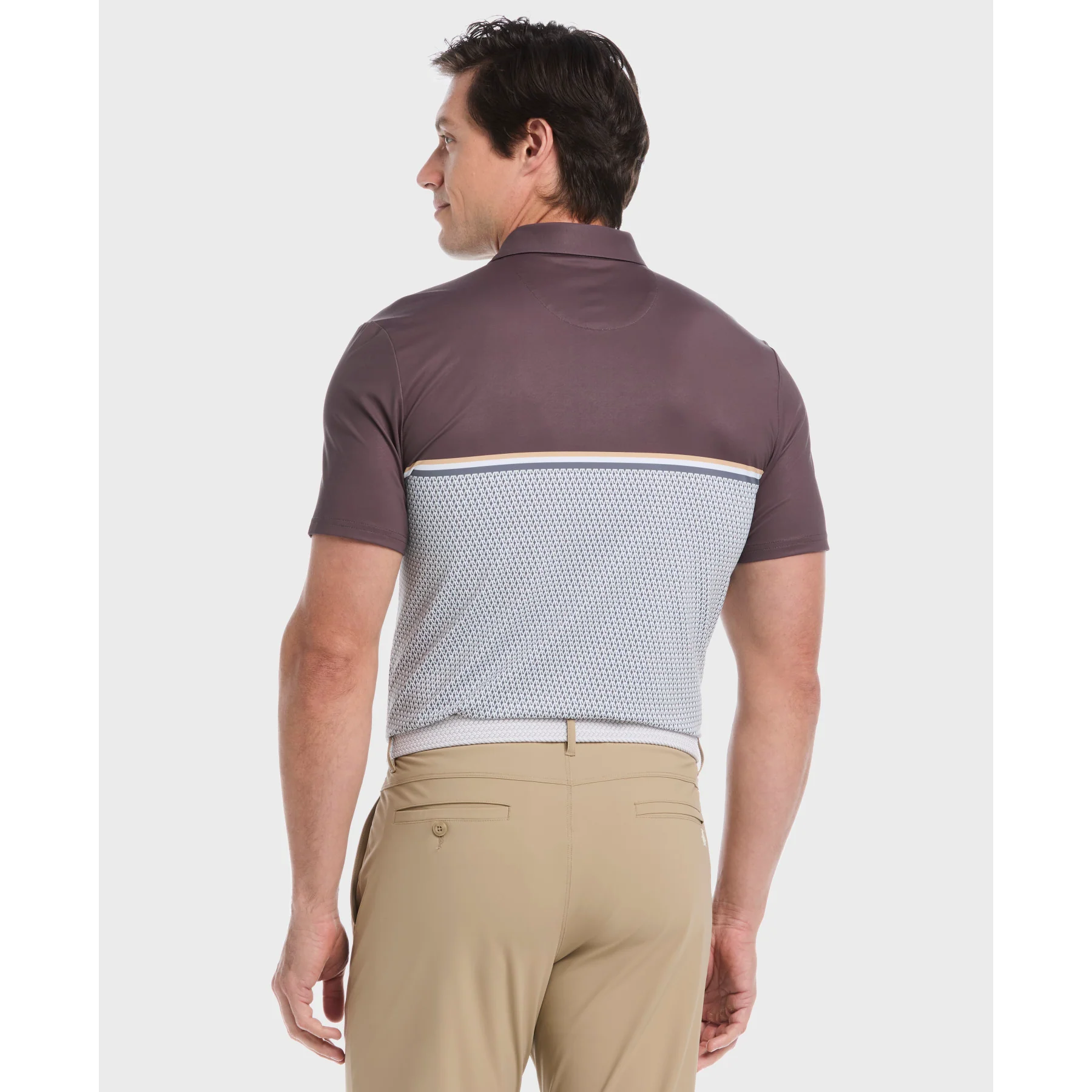 Colour Block P Print Golf Polo In Asphalt - Image 2